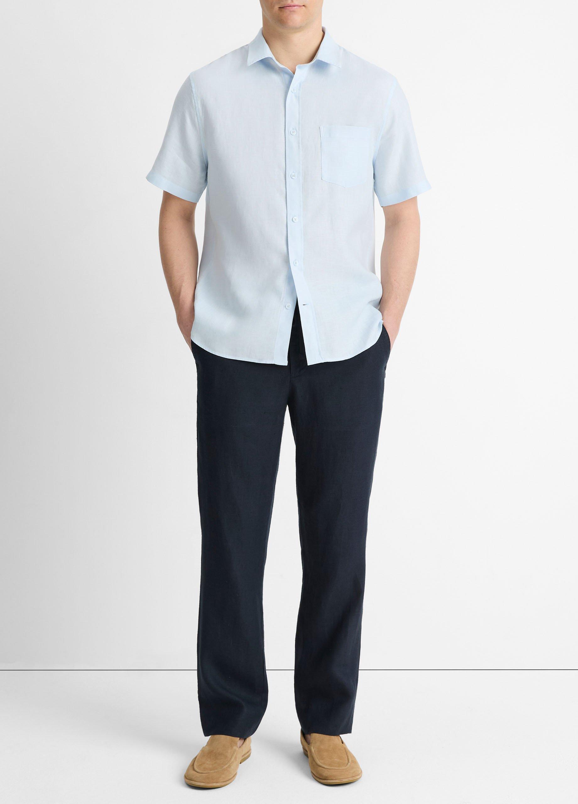 Linen Short-Sleeve Shirt in Short Sleeve | Vince