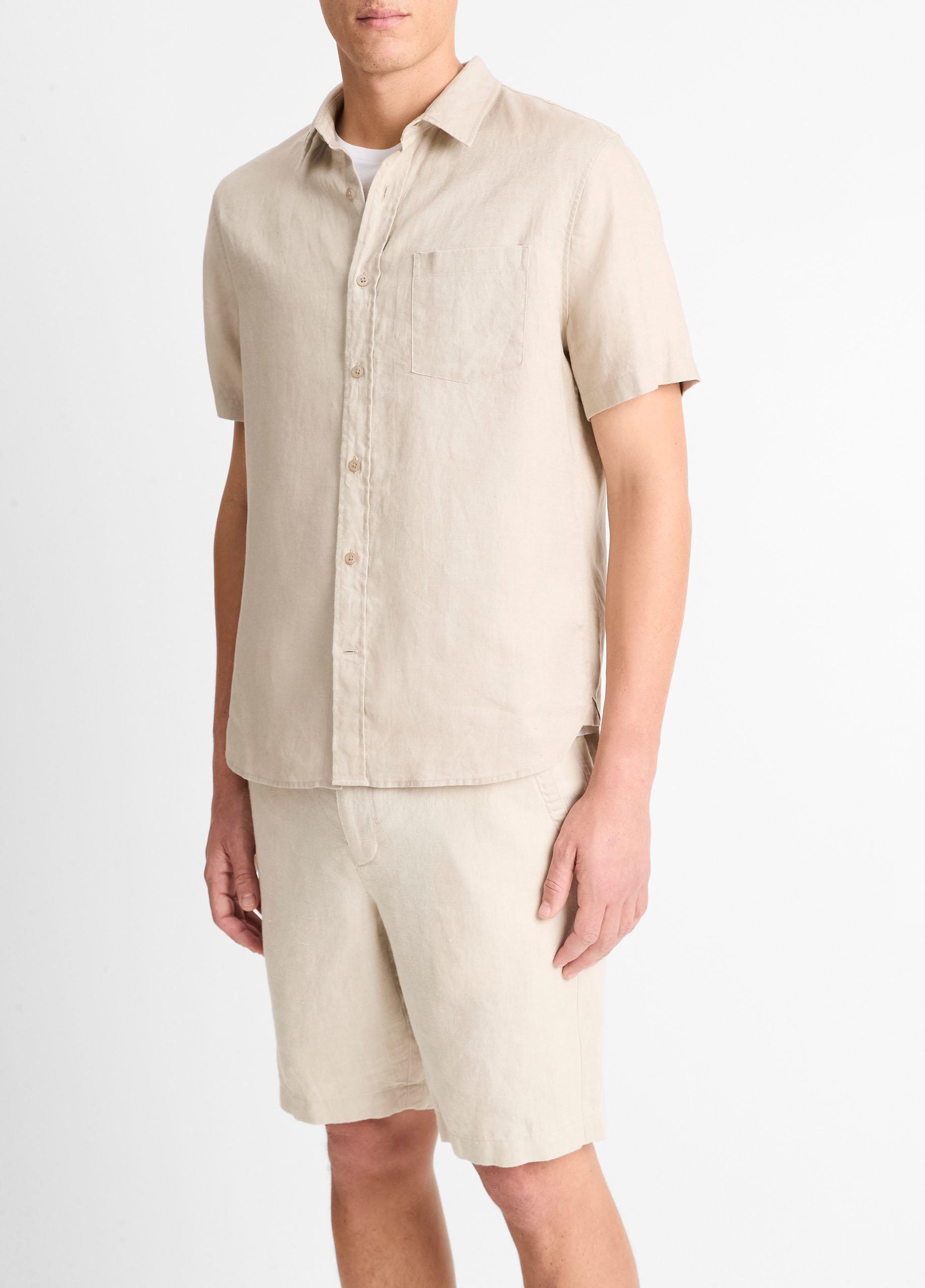 【MODERNIF】Ness Linen Like Short Sleeve Shirt Linen Short-Sleeve Shirt in Short Sleeve | Vince