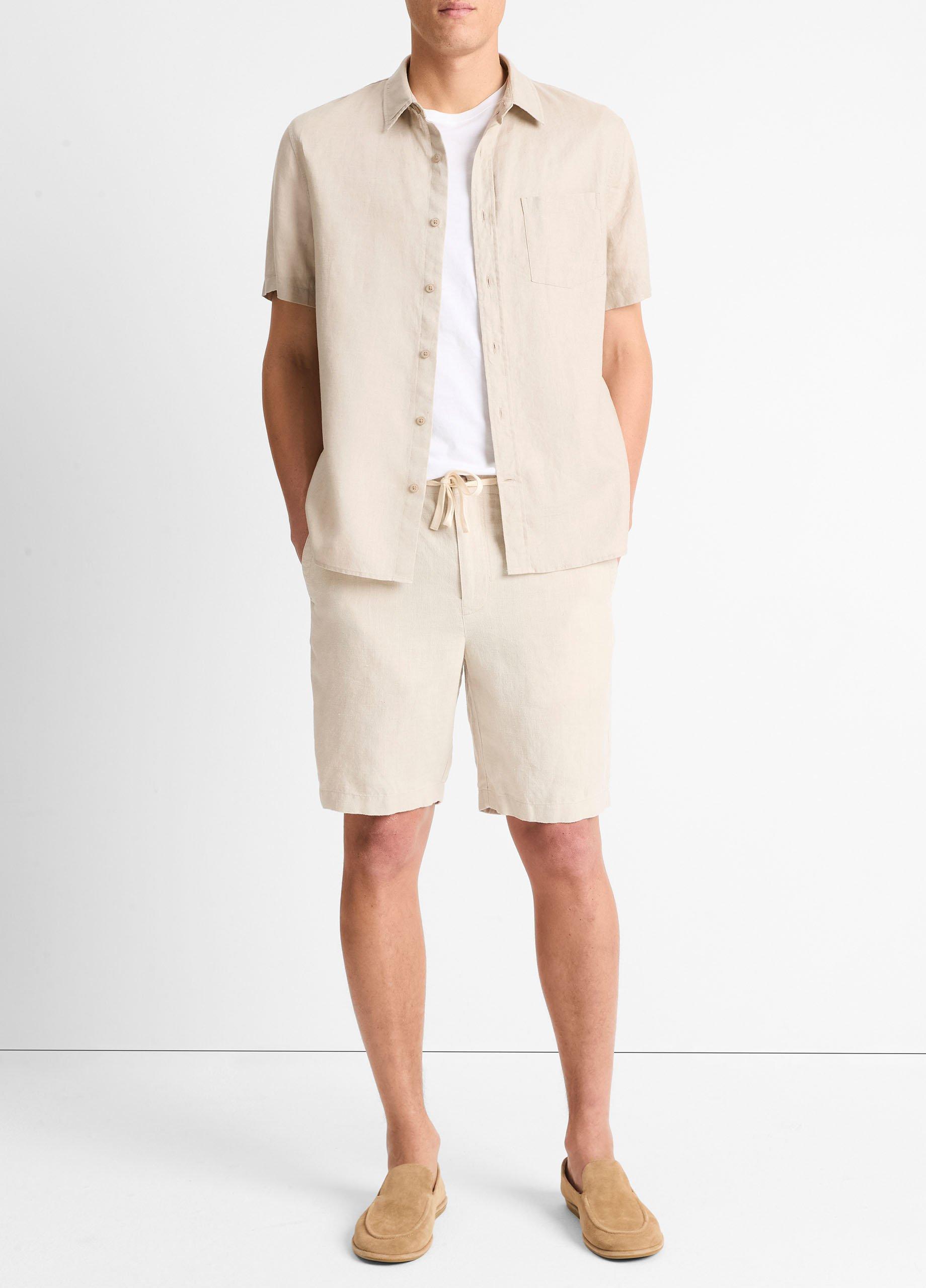 Linen Short-Sleeve Shirt in Short Sleeve | Vince