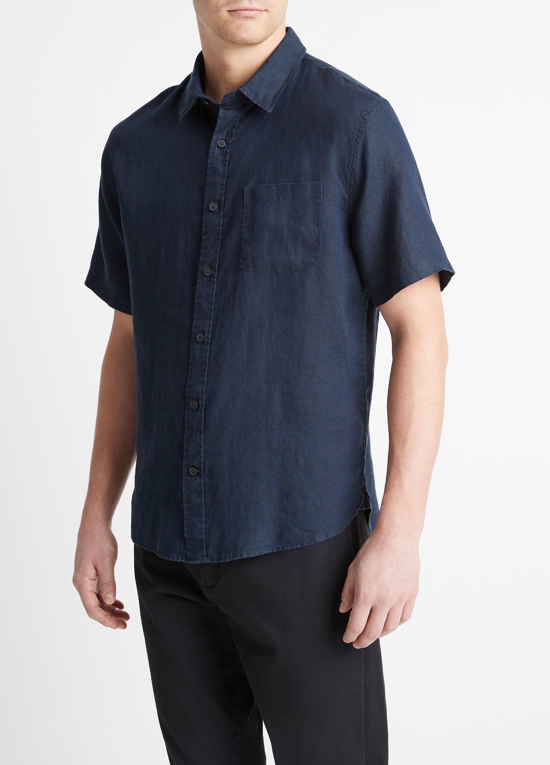 取寄) ヴィンス リネン ショート スリーブ Vince Vince Linen Short Sleeve Black - メンズファッション