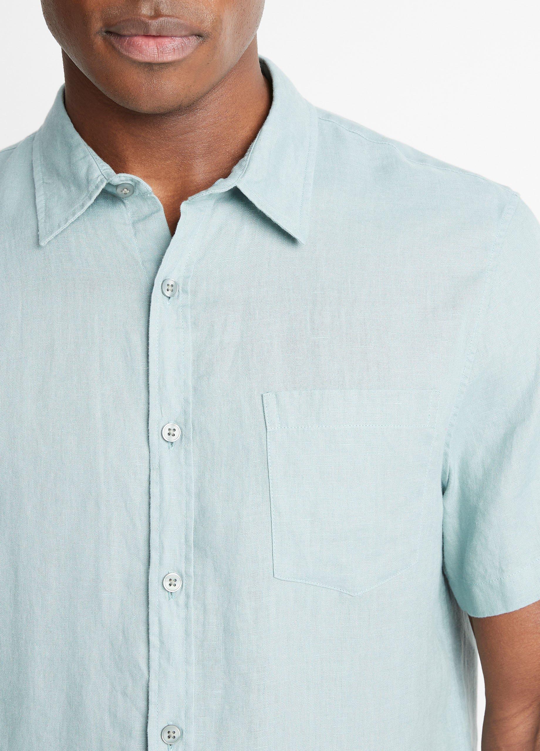 Linen Short-Sleeve Shirt in Shirts | Vince