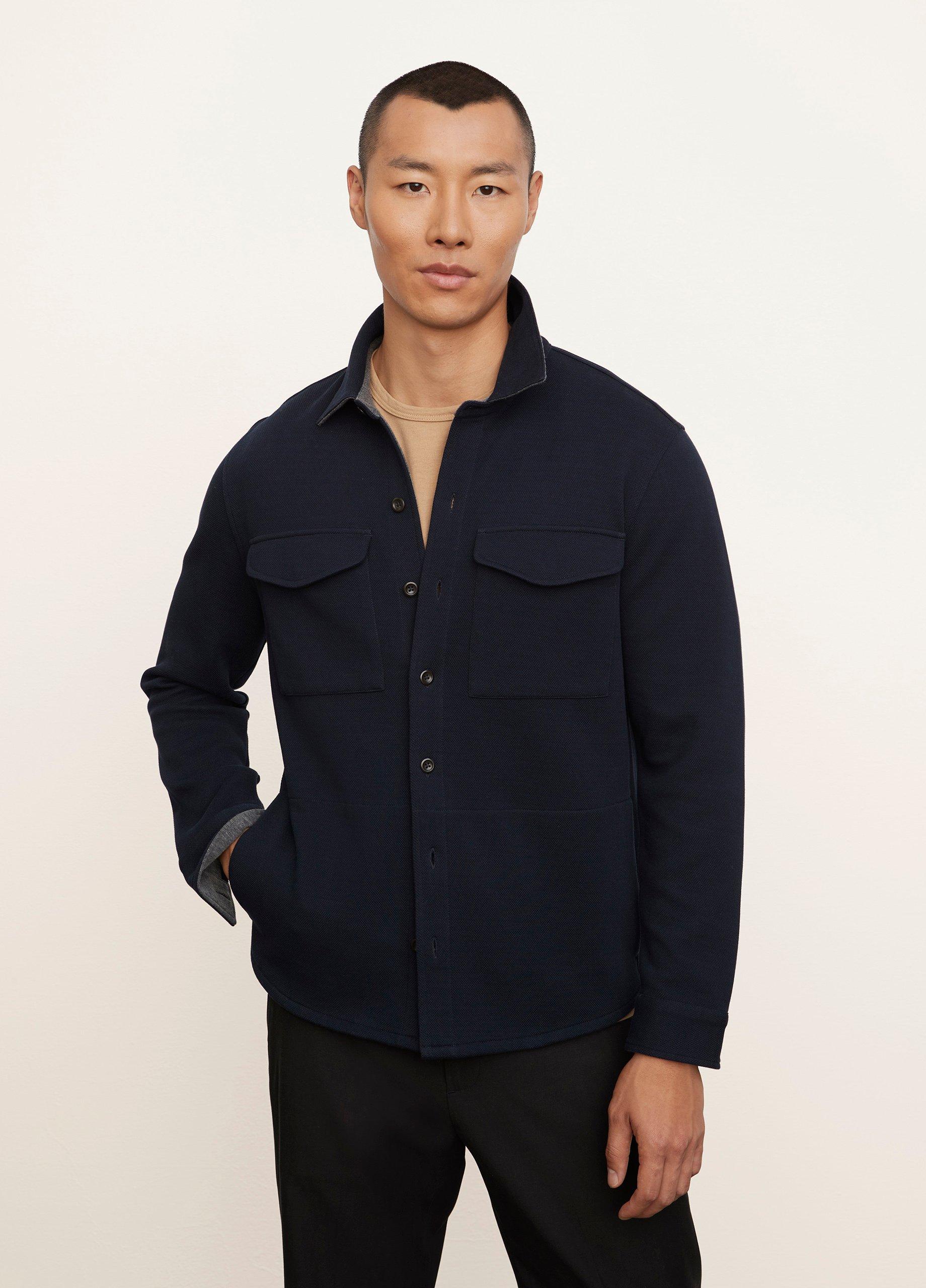 Double-Knit Cotton-Blend Piqu&eacute; Shirt Jacket image number 1