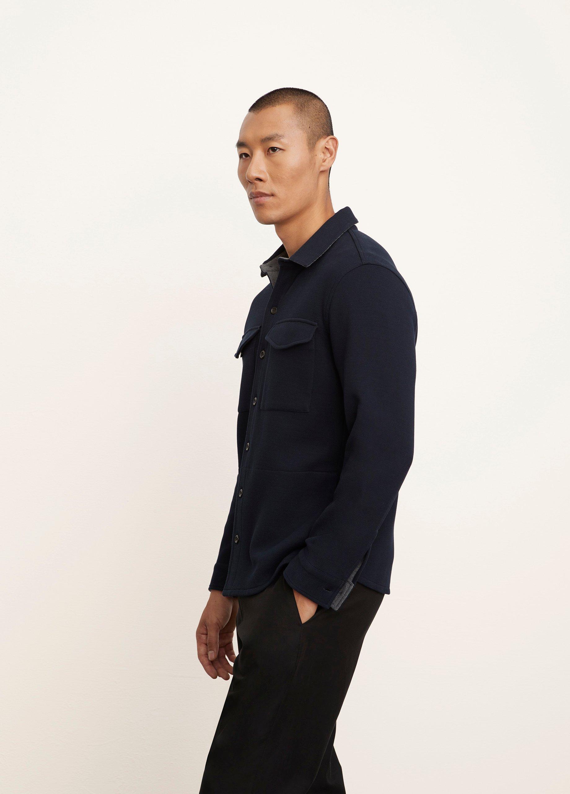 Double-Knit Cotton-Blend Piqu&eacute; Shirt Jacket image number 2