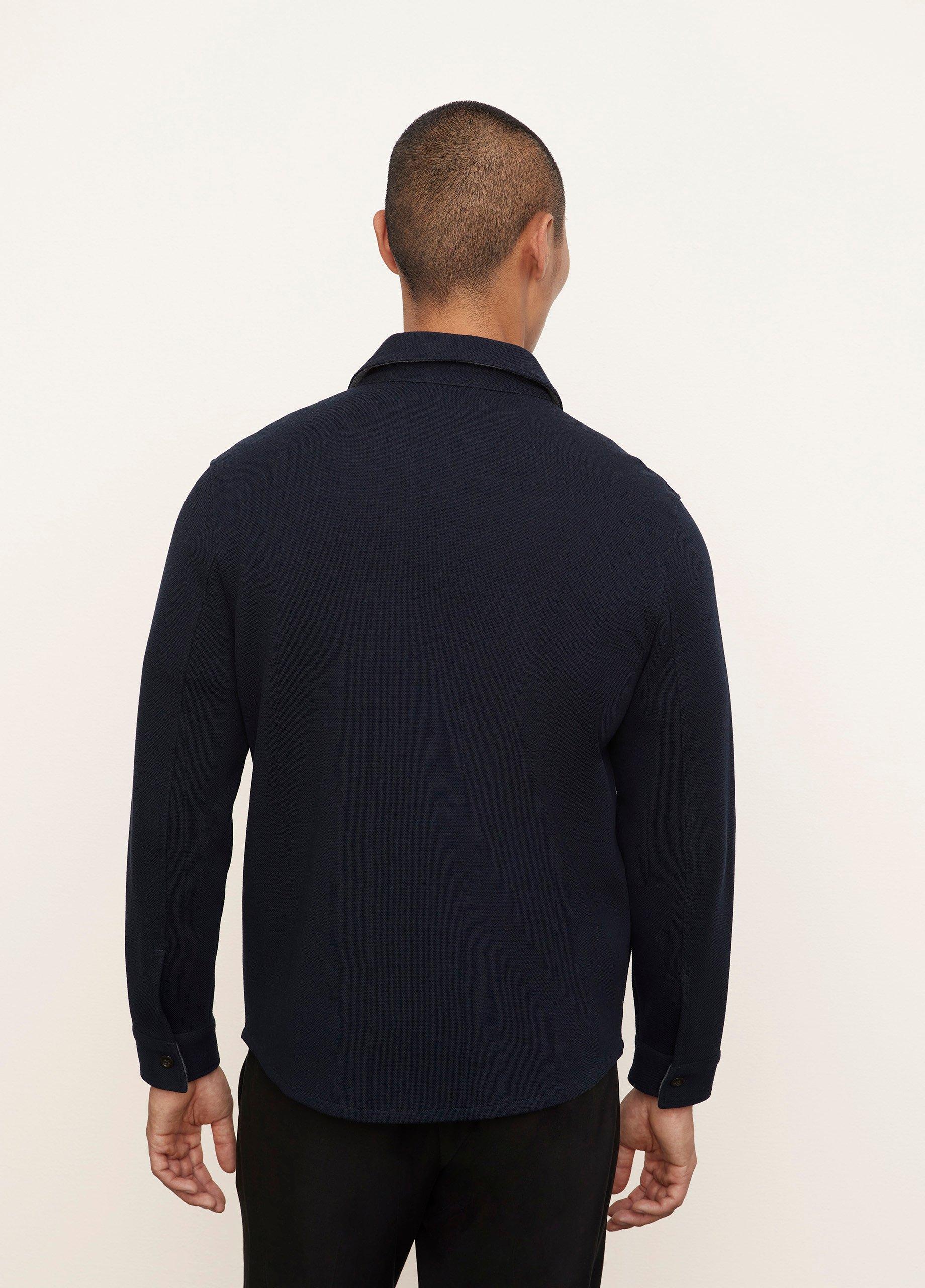 Double-Knit Cotton-Blend Piqu&eacute; Shirt Jacket image number 3