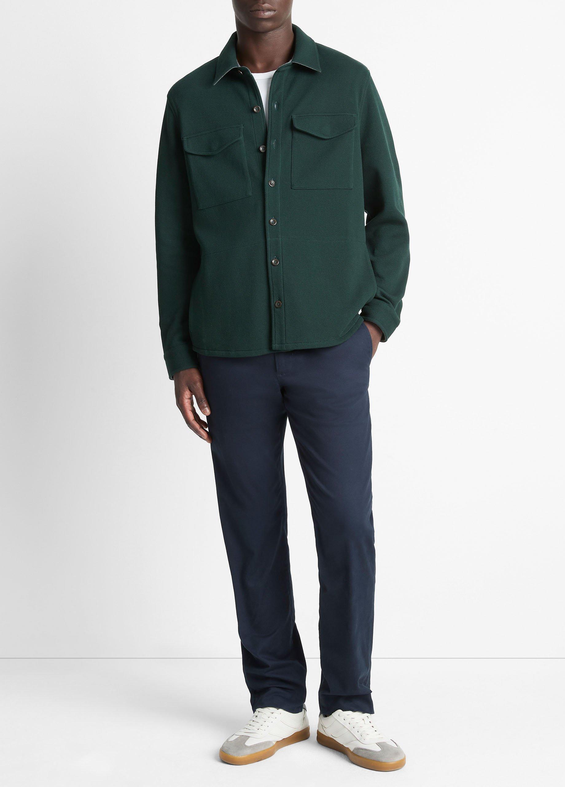 Double-Knit Cotton-Blend Piqu&eacute; Shirt Jacket image number 3