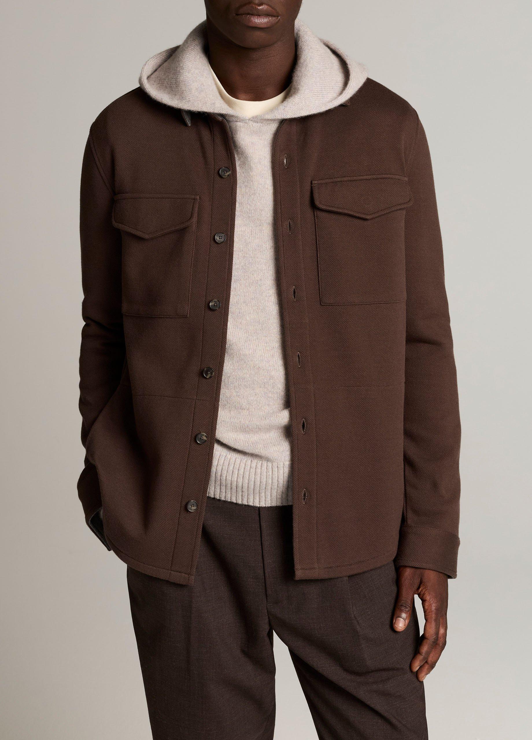 Double-Knit Cotton-Blend Piqu&eacute; Shirt Jacket image number 0