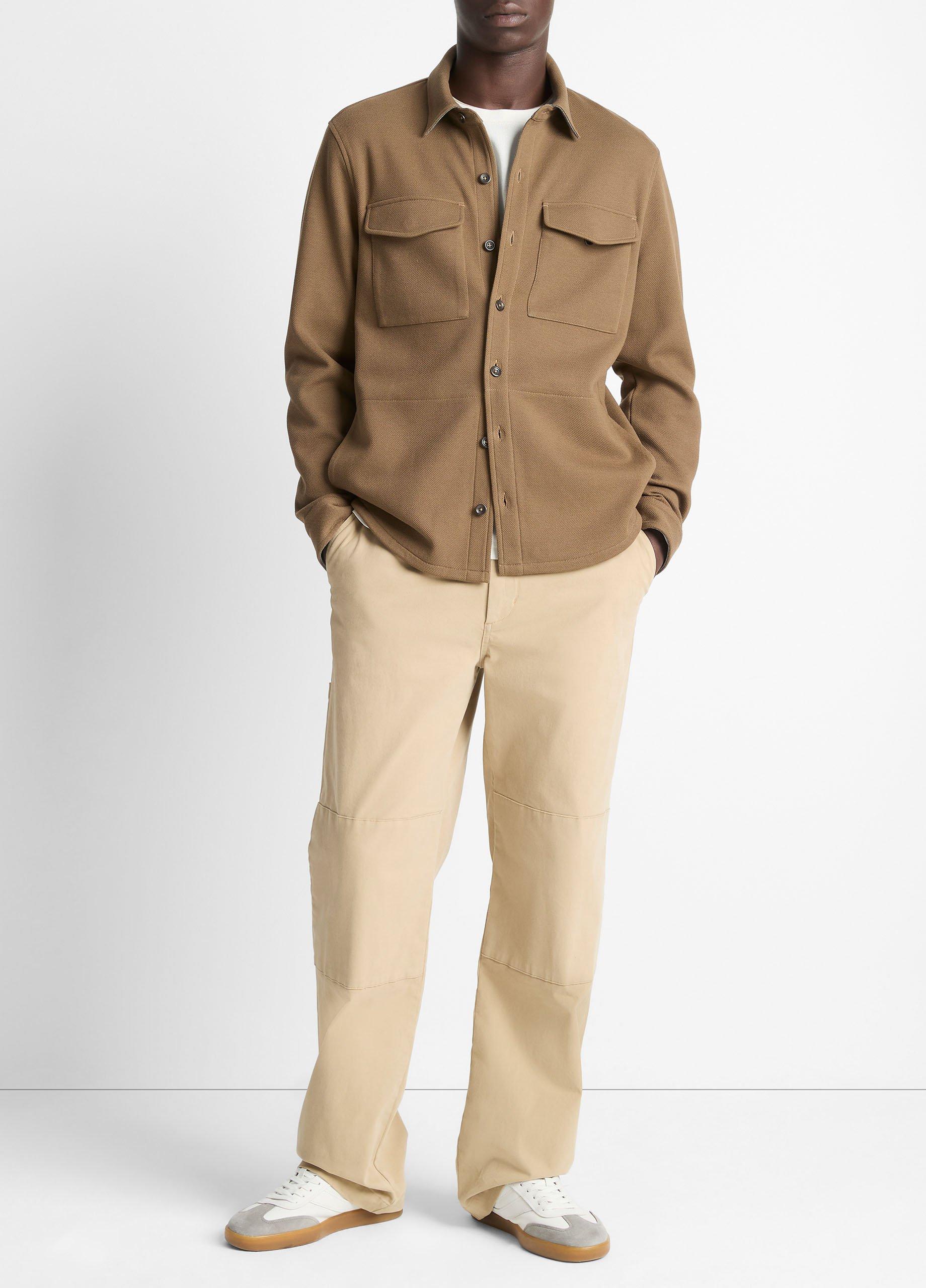 Double-Knit Cotton-Blend Piqué Shirt Jacket in Shirt Jackets