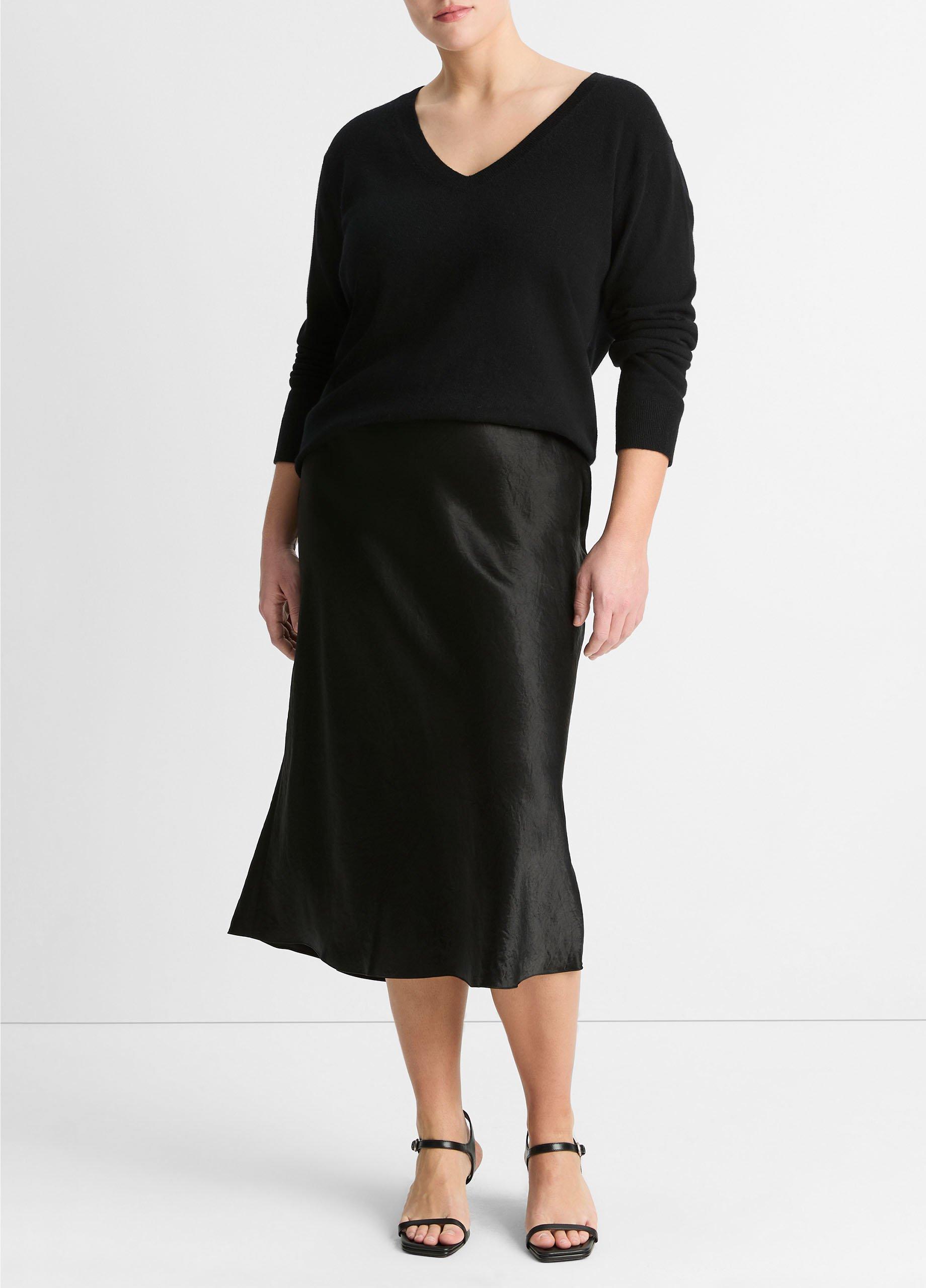 Vince silk 2025 satin midi skirt