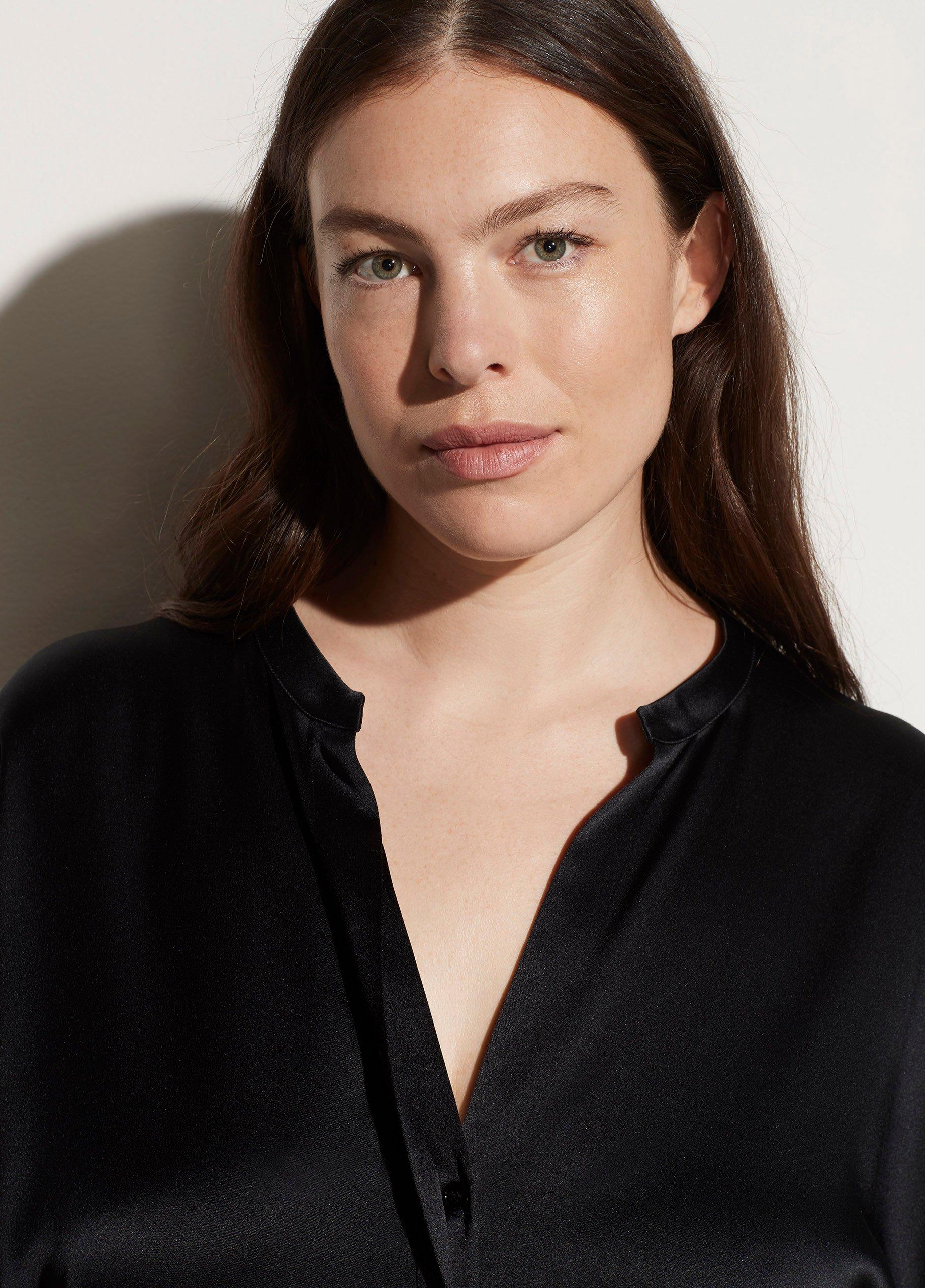 Satin Band Collar Blouse image number 1