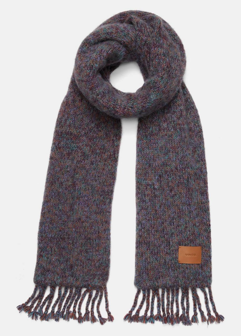 Alpaca-Blend Marled-Knit Scarf, Rust/teal Stone Combo Vince