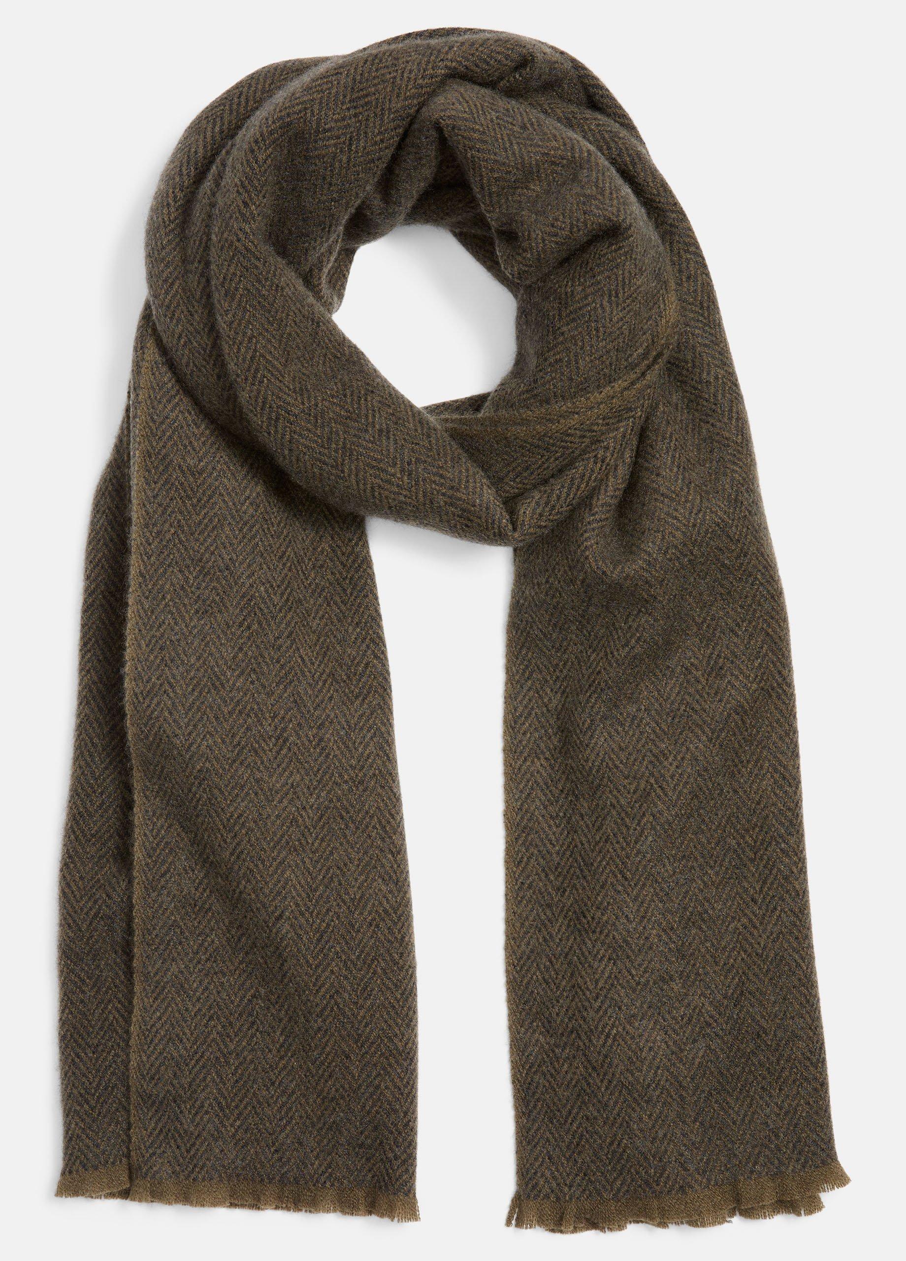 Men's Herringbone Cashmere Scarf, Charcoal/vine Vince