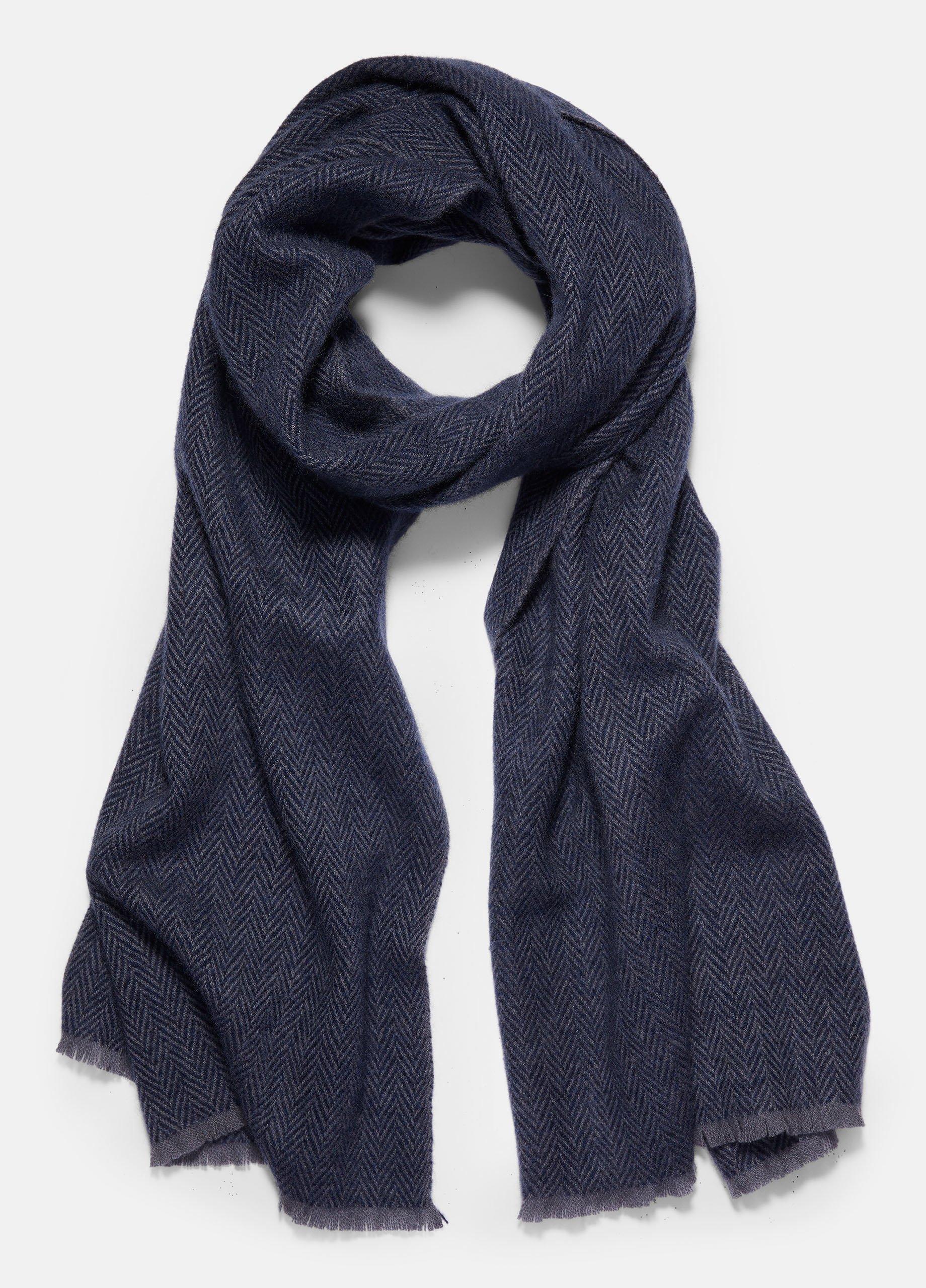 Men's Herringbone Cashmere Scarf, Iris Blue Coastal Vince