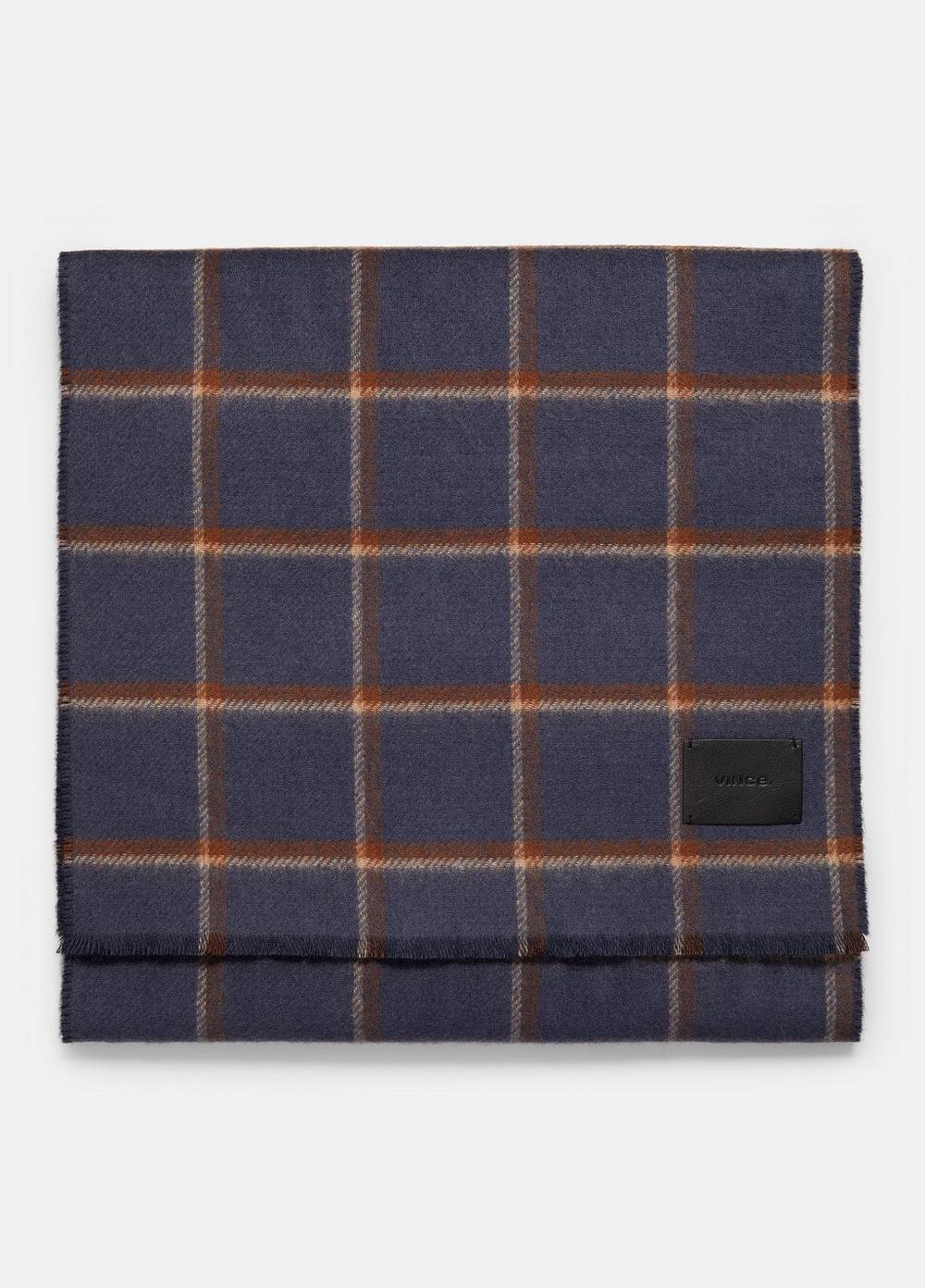 Windowpane Wool And Cashmere Double-Face Scarf, Night Storm Vince