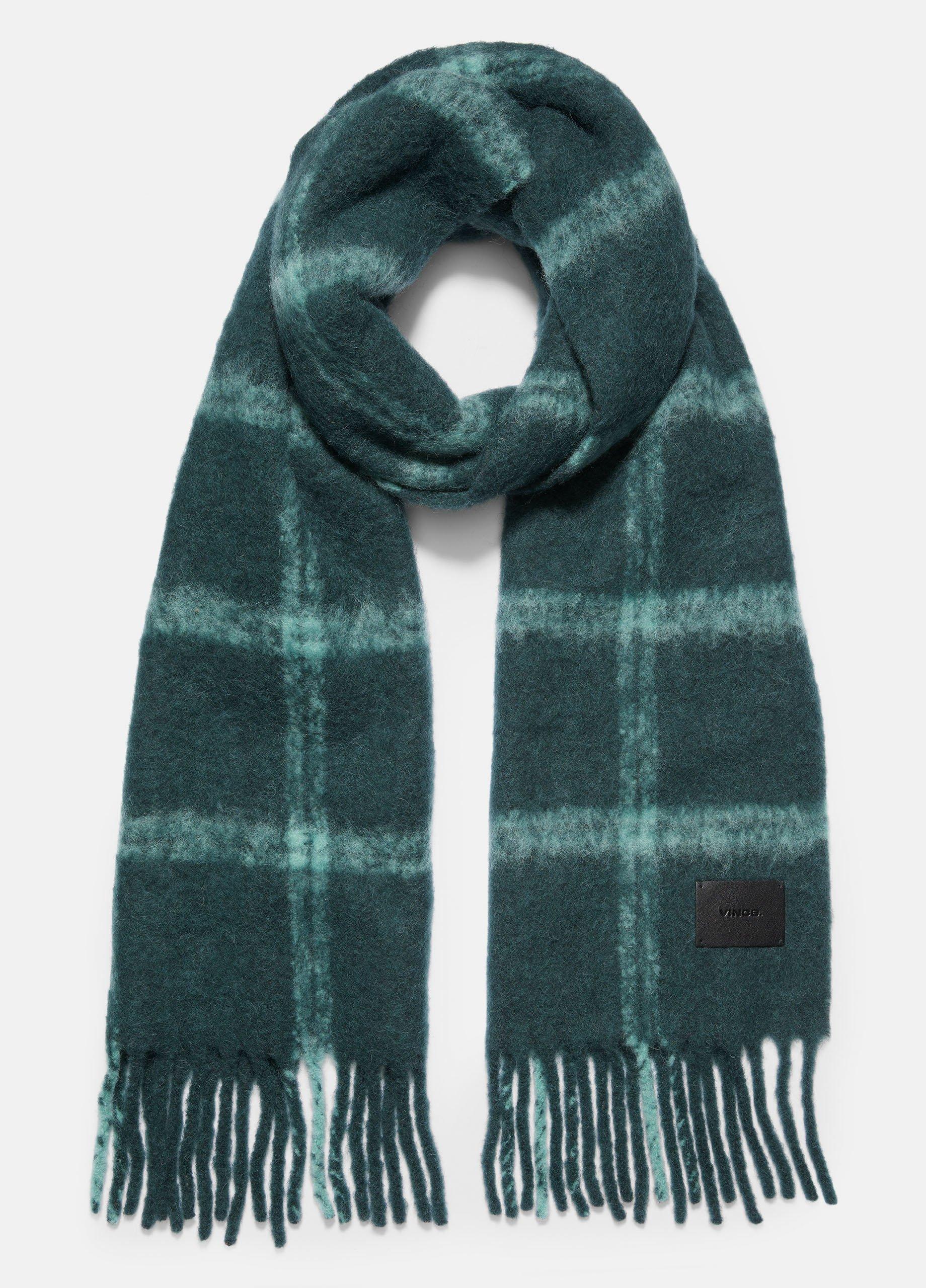 Windowpane Brushed Alpaca-Blend Scarf image number 0