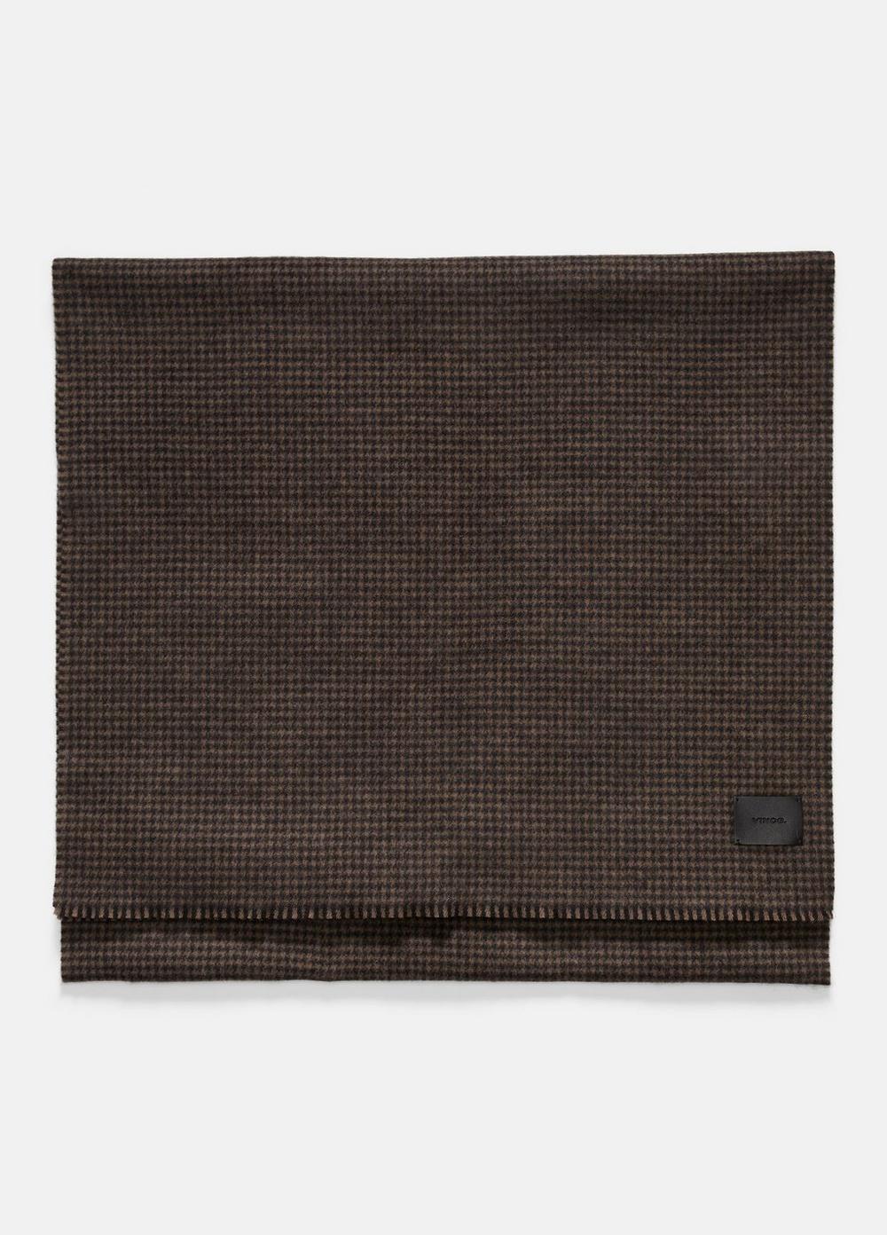 Houndstooth Wool And Cashmere Double-Face Scarf, Black/camel Vince