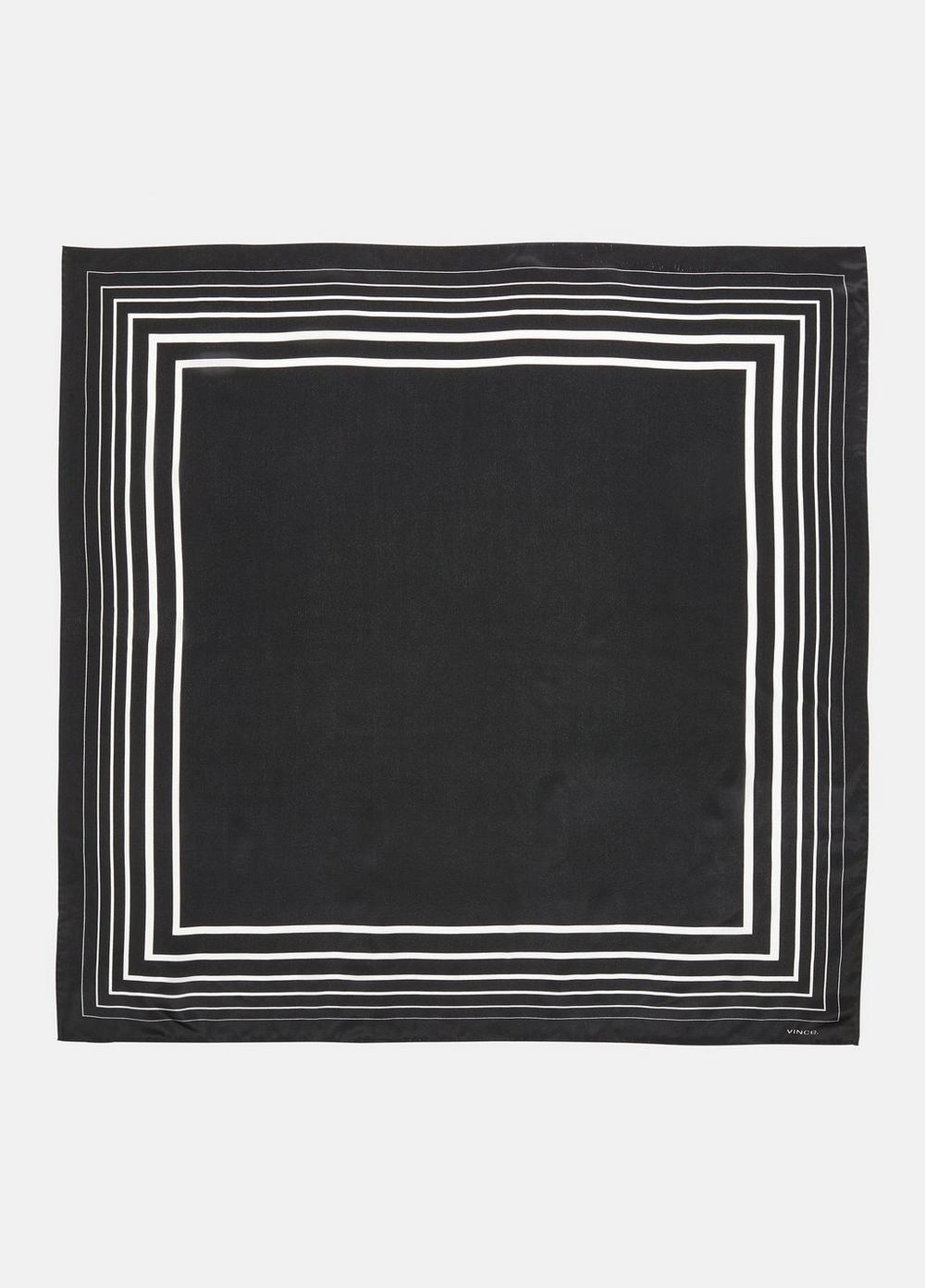 Striped Silk Square Scarf, Black/optic White Vince