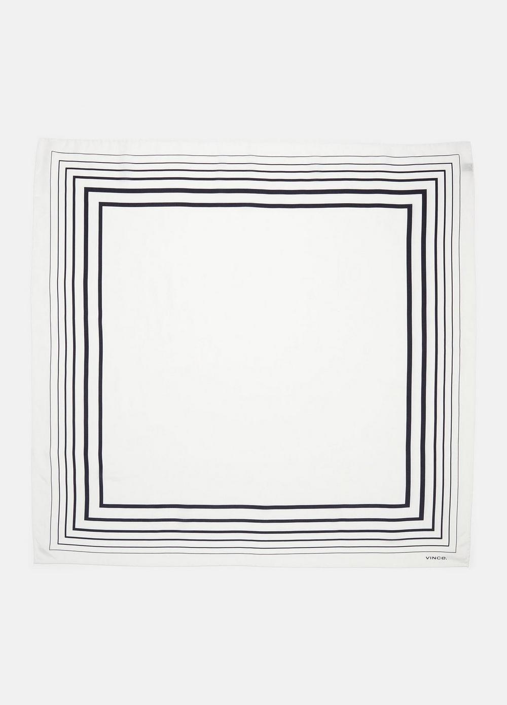 Geo-Striped Cotton-Silk Square Scarf, Optic White/black Vince