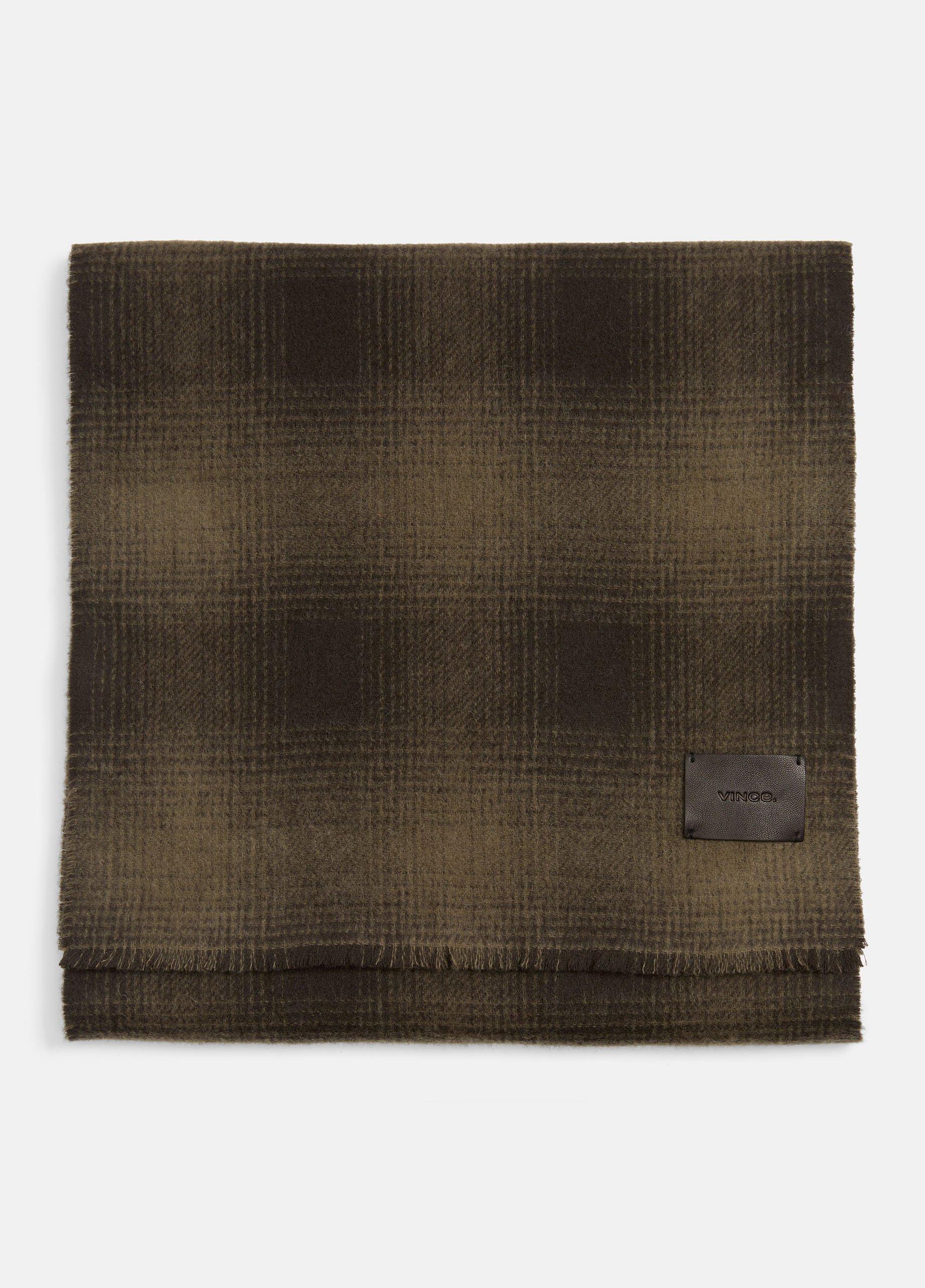 Men's Shadow Plaid Double-Face Wool And Cashmere Scarf, Olive Vince