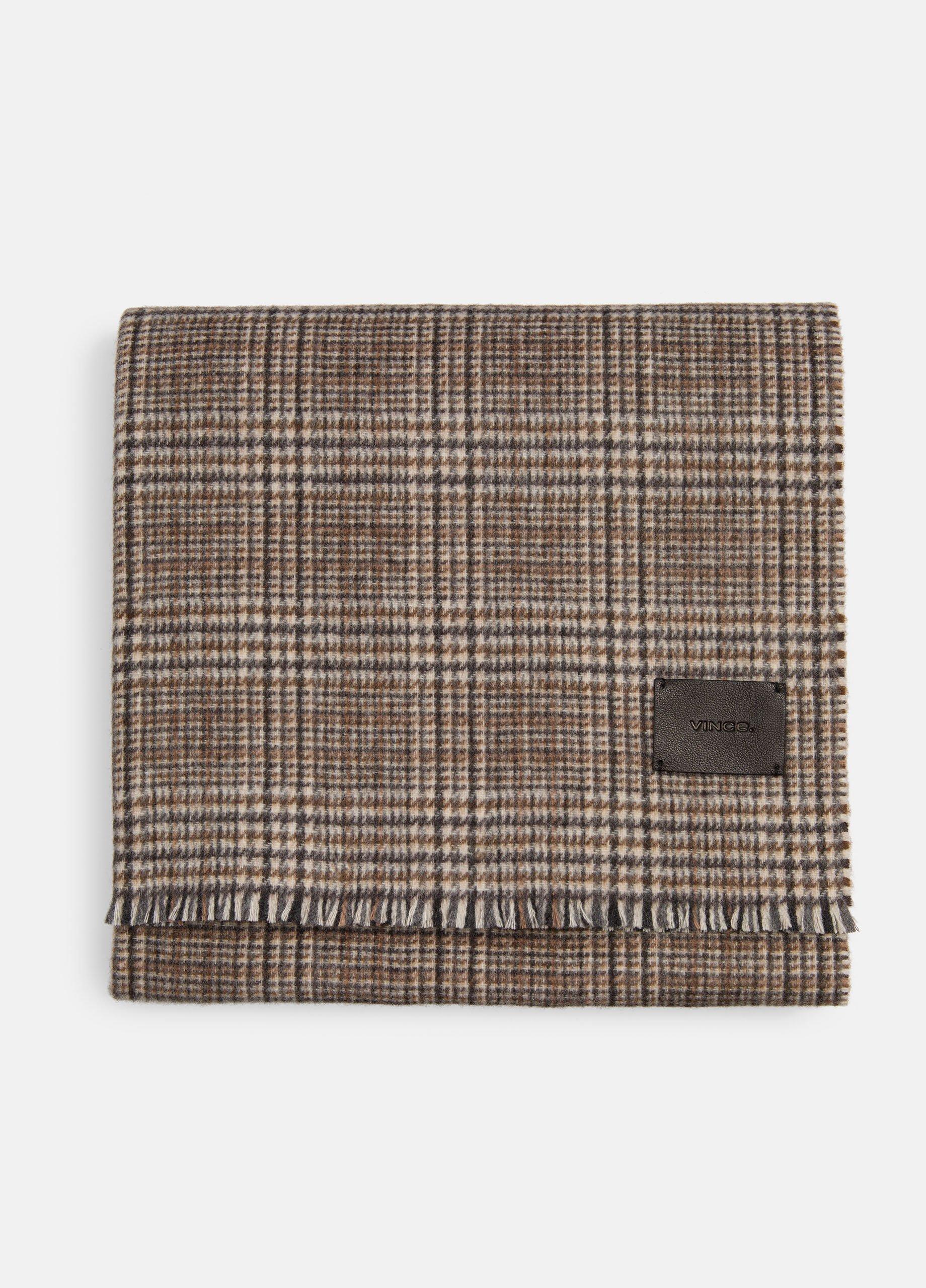 Women's Glen Plaid Double-Face Cashmere Scarf, Brown Natural Vince