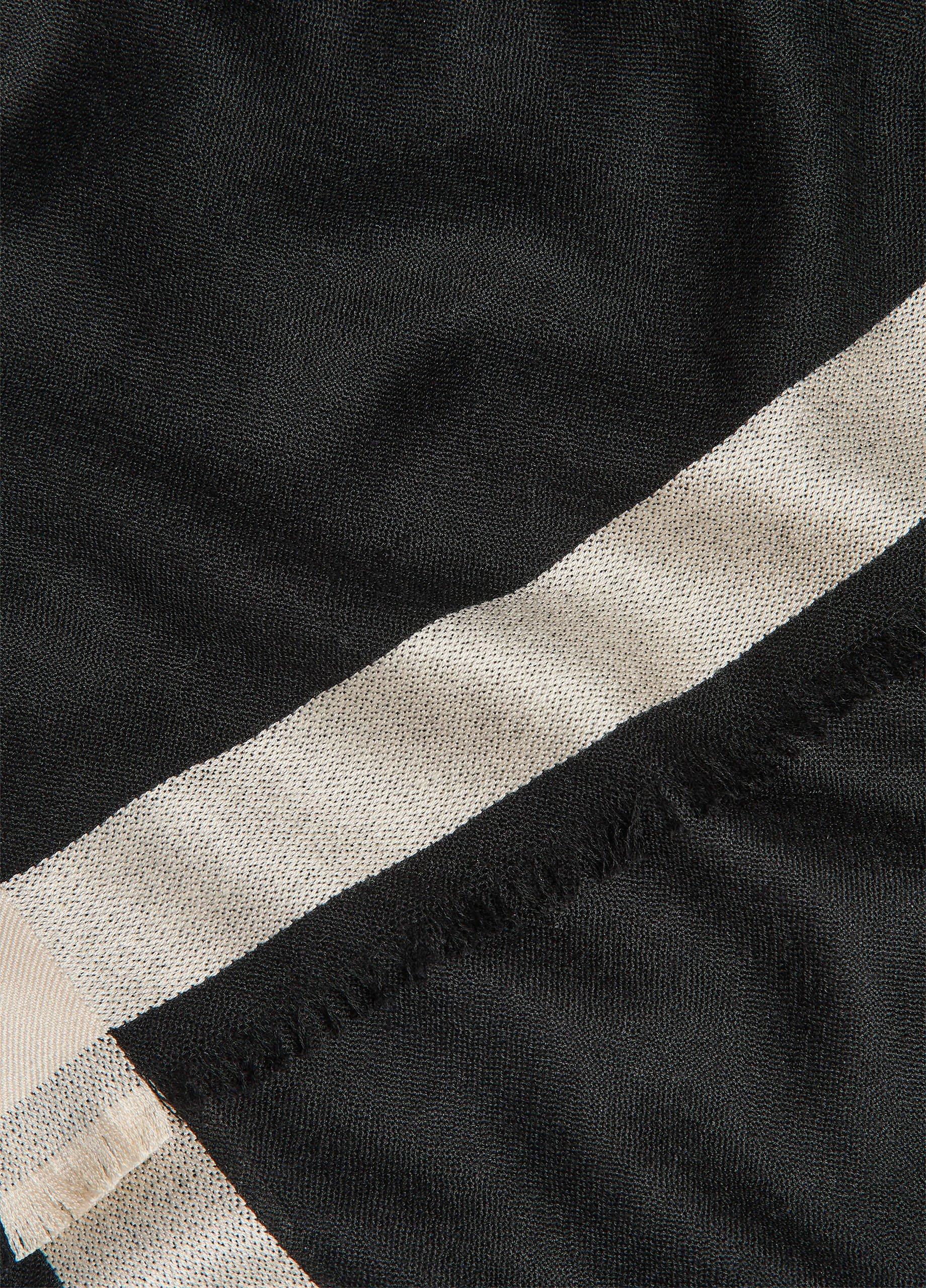 Border-Stripe Cashmere-Silk Satin Scarf image number 1