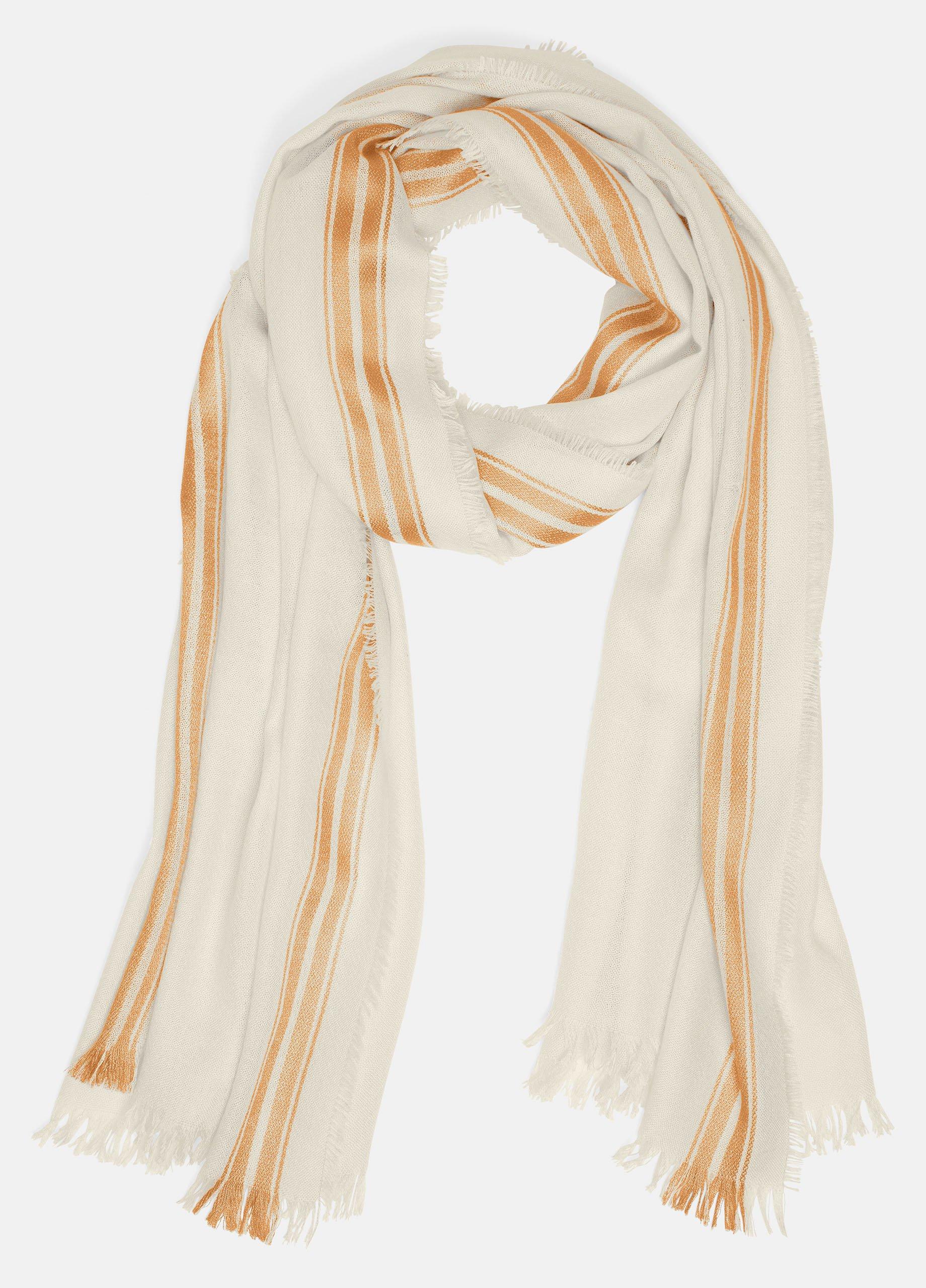 Border-Stripe Cashmere-Silk Satin Twill Scarf image number 0