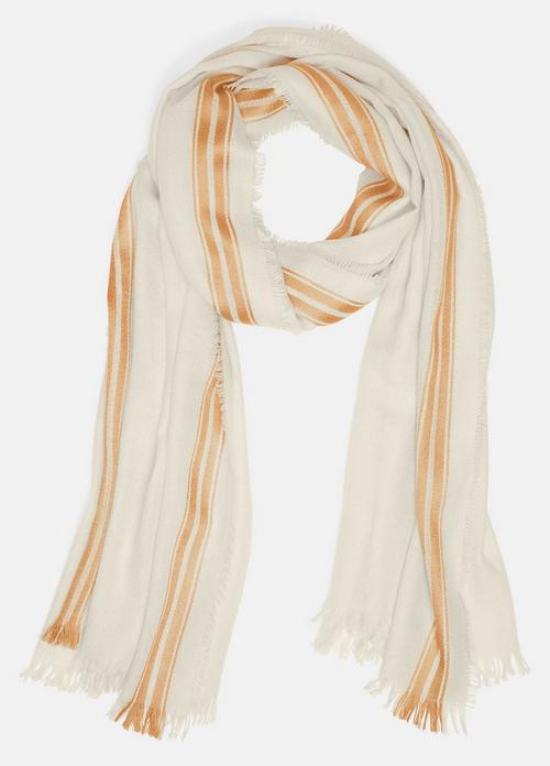 Border-Stripe Cashmere-Silk Satin Twill Scarf
