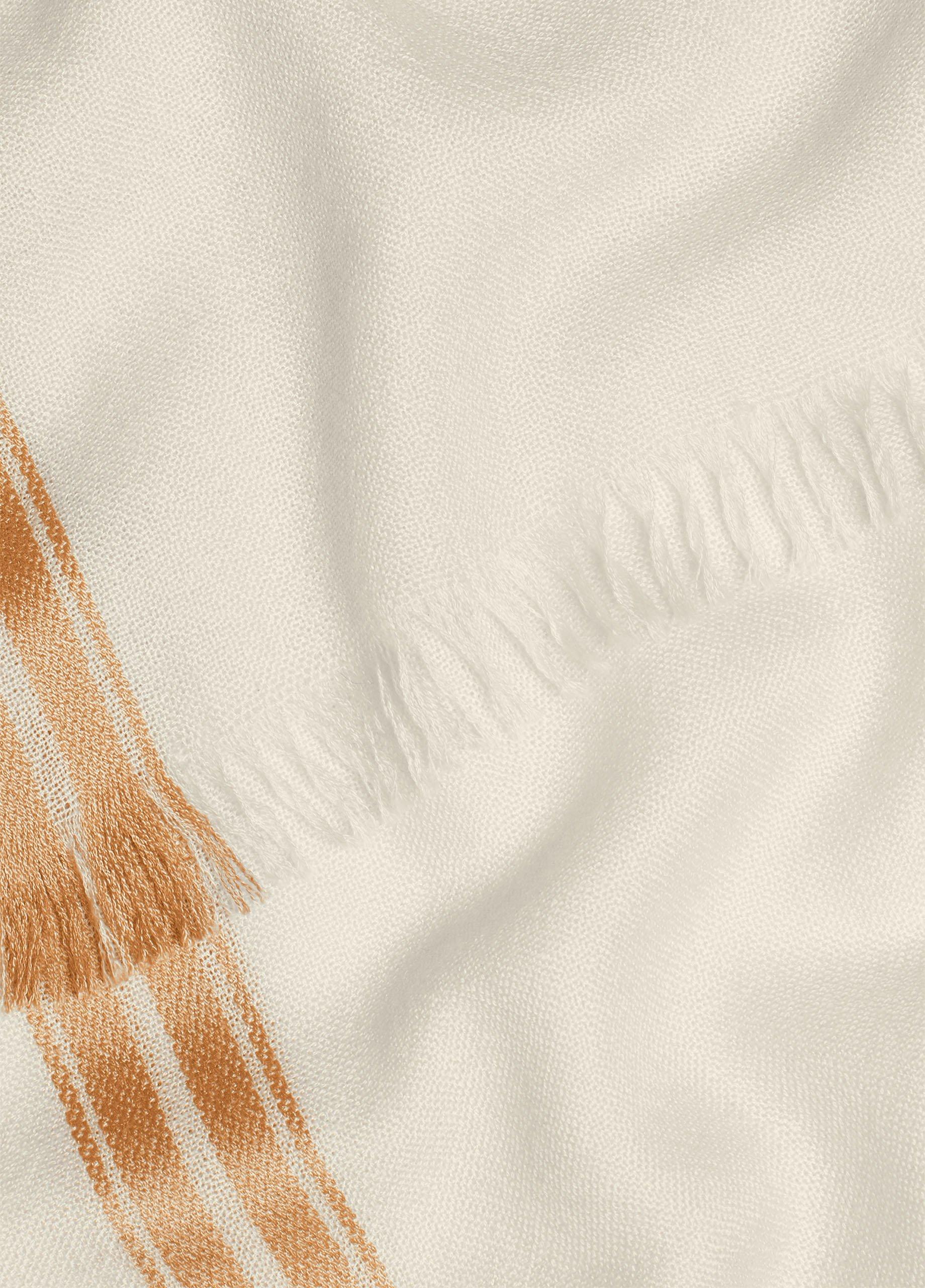 Border-Stripe Cashmere-Silk Satin Twill Scarf image number 1