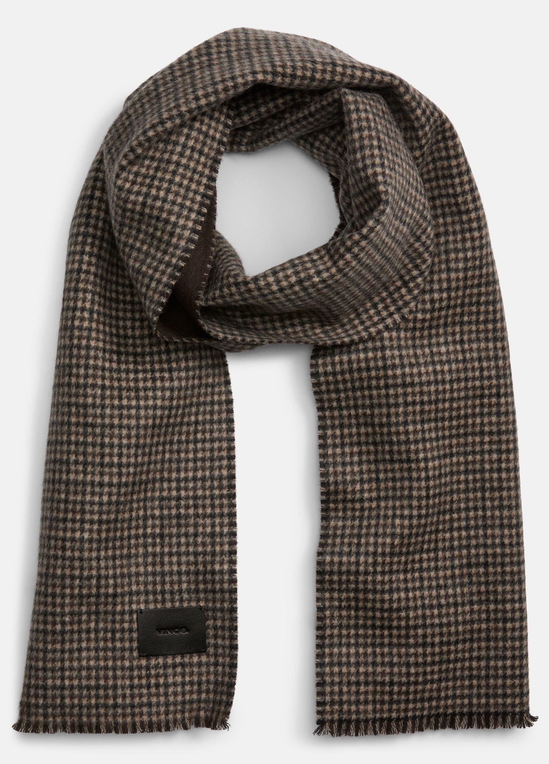 Double-Face Houndstooth Wool-Cashmere Scarf