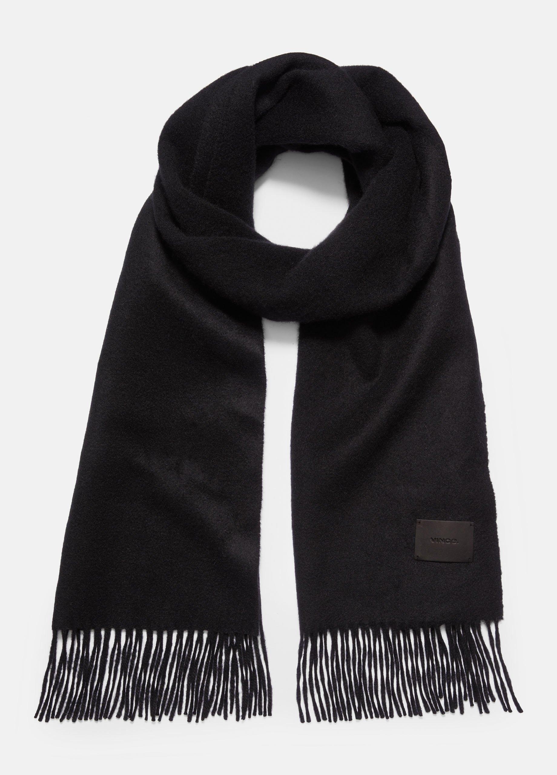 Women's Double-Face Cashmere Scarf, Black Vince