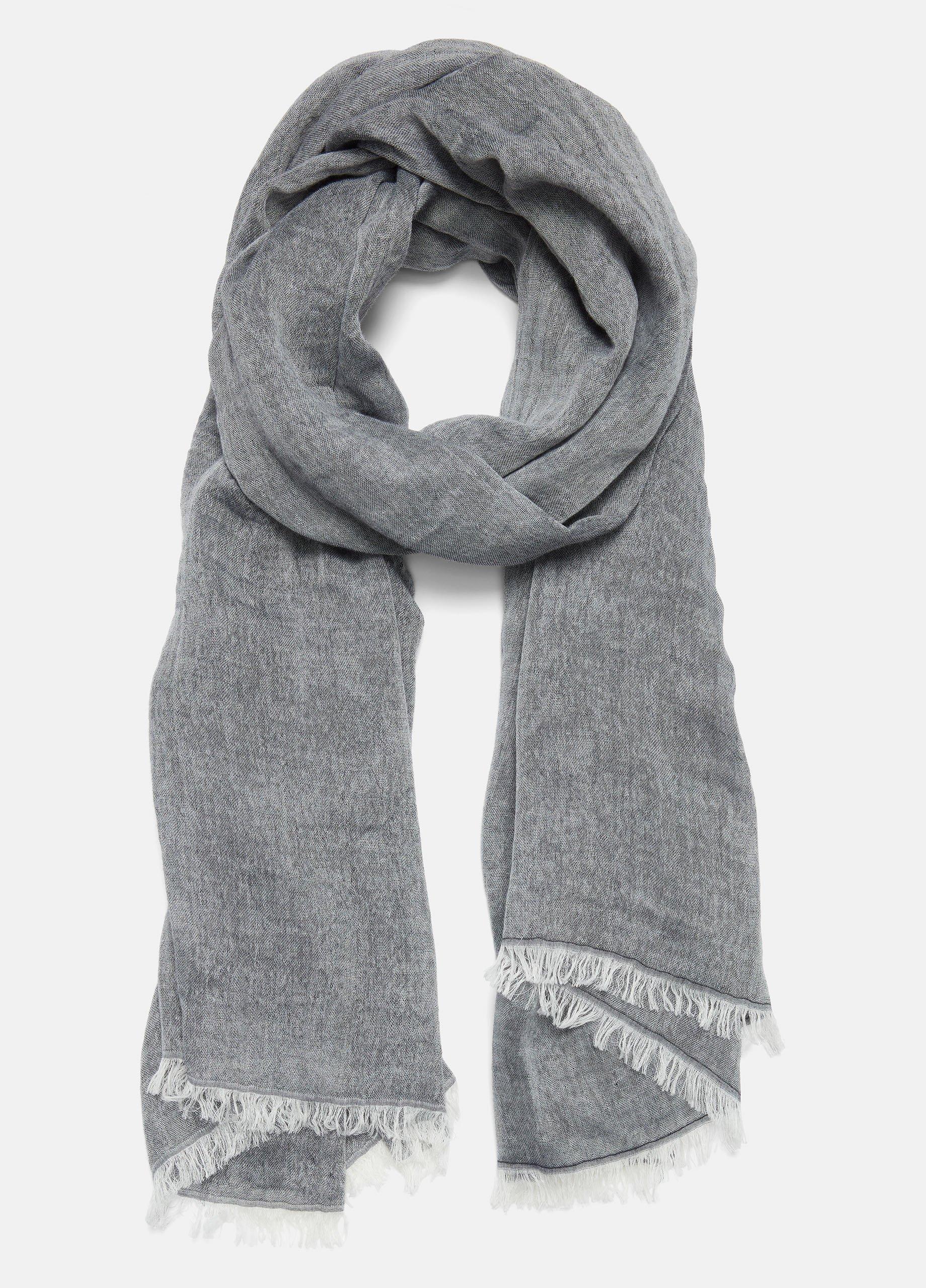 Women's Cotton Gauze Bi-color Scarf, Papyrus/coastal Blue Vince