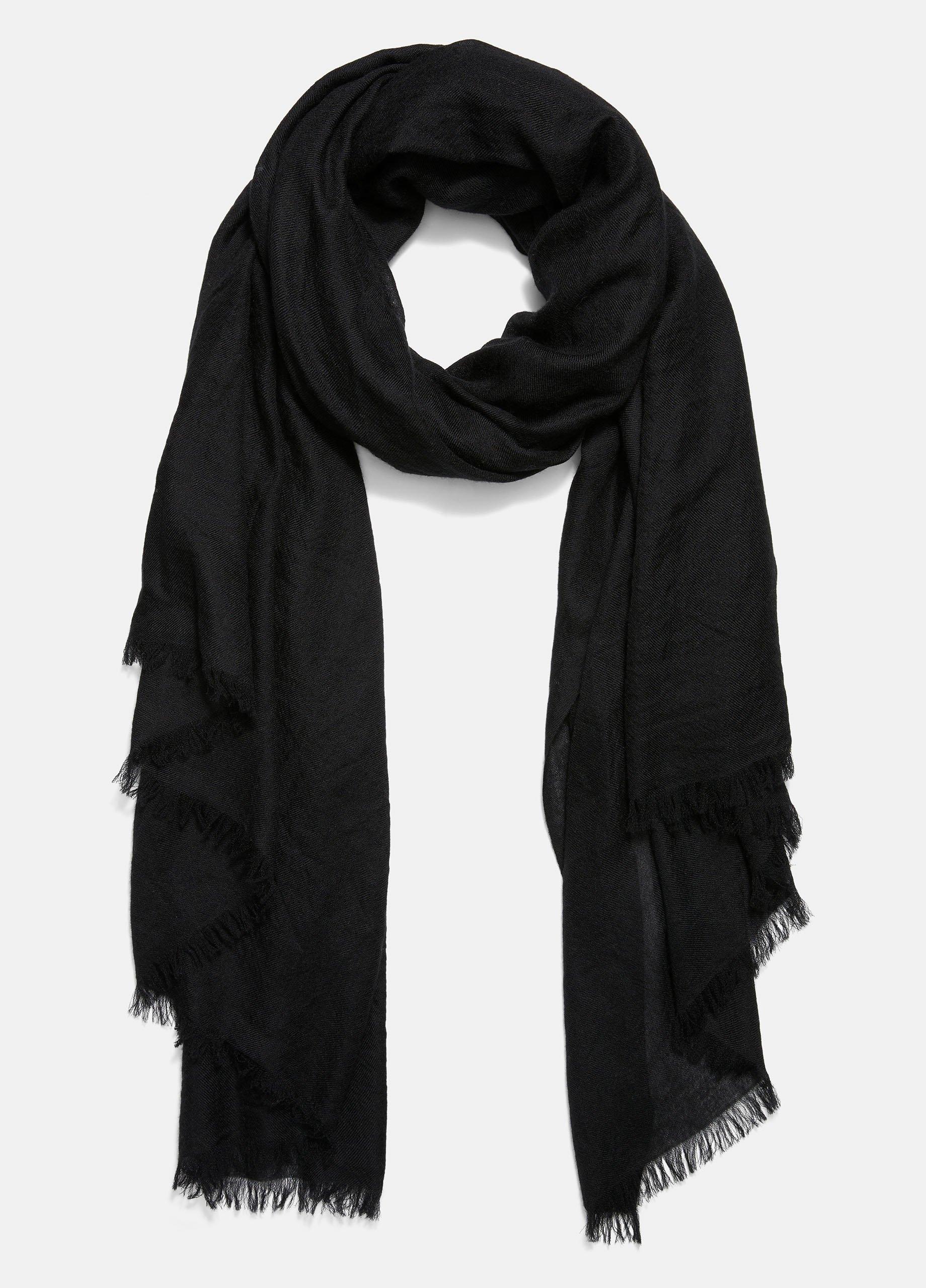 Women's Lightweight Cashmere Scarf, Black Vince