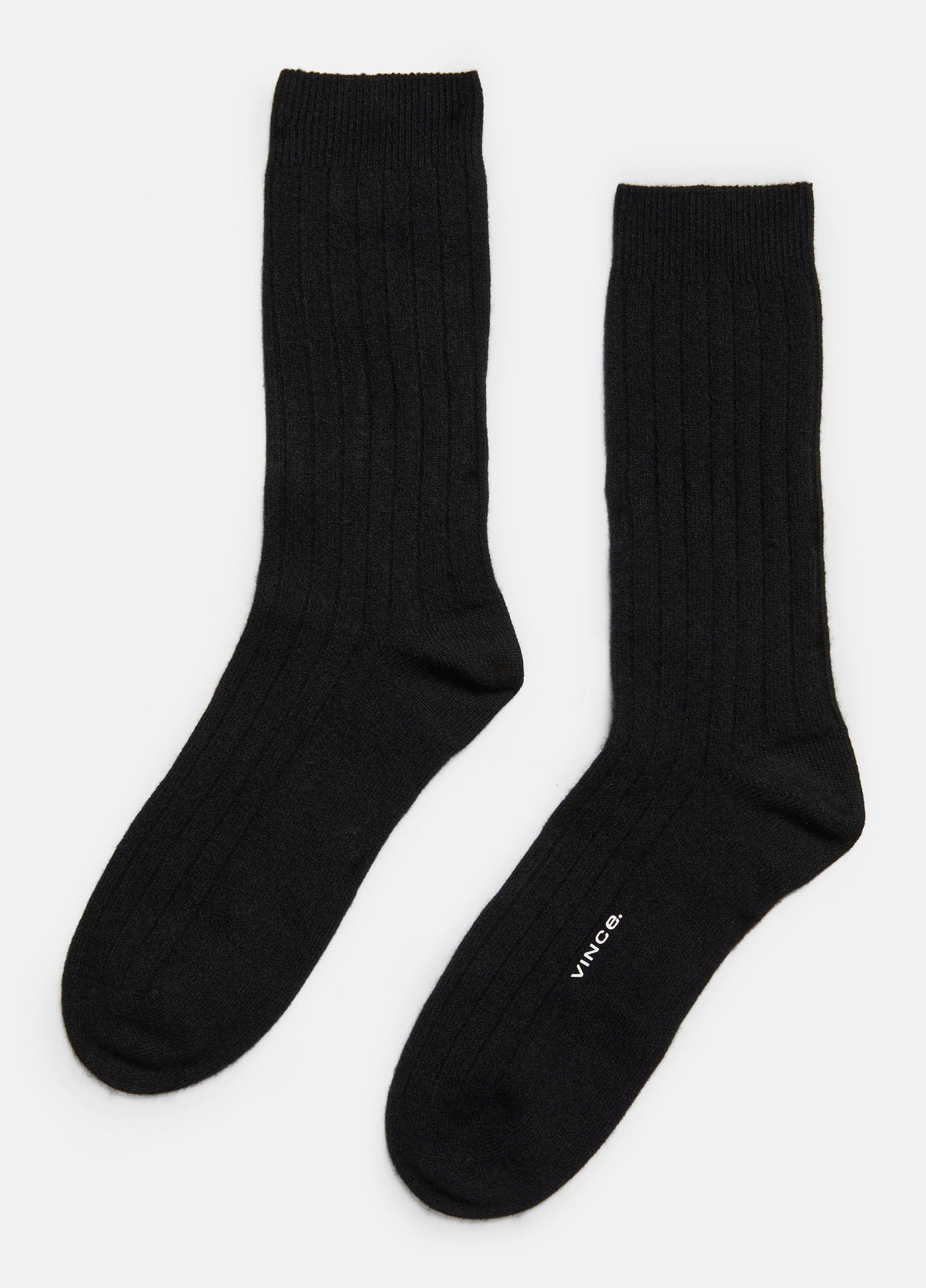 Cashmere Rib Sock, Black, Size S/M Vince