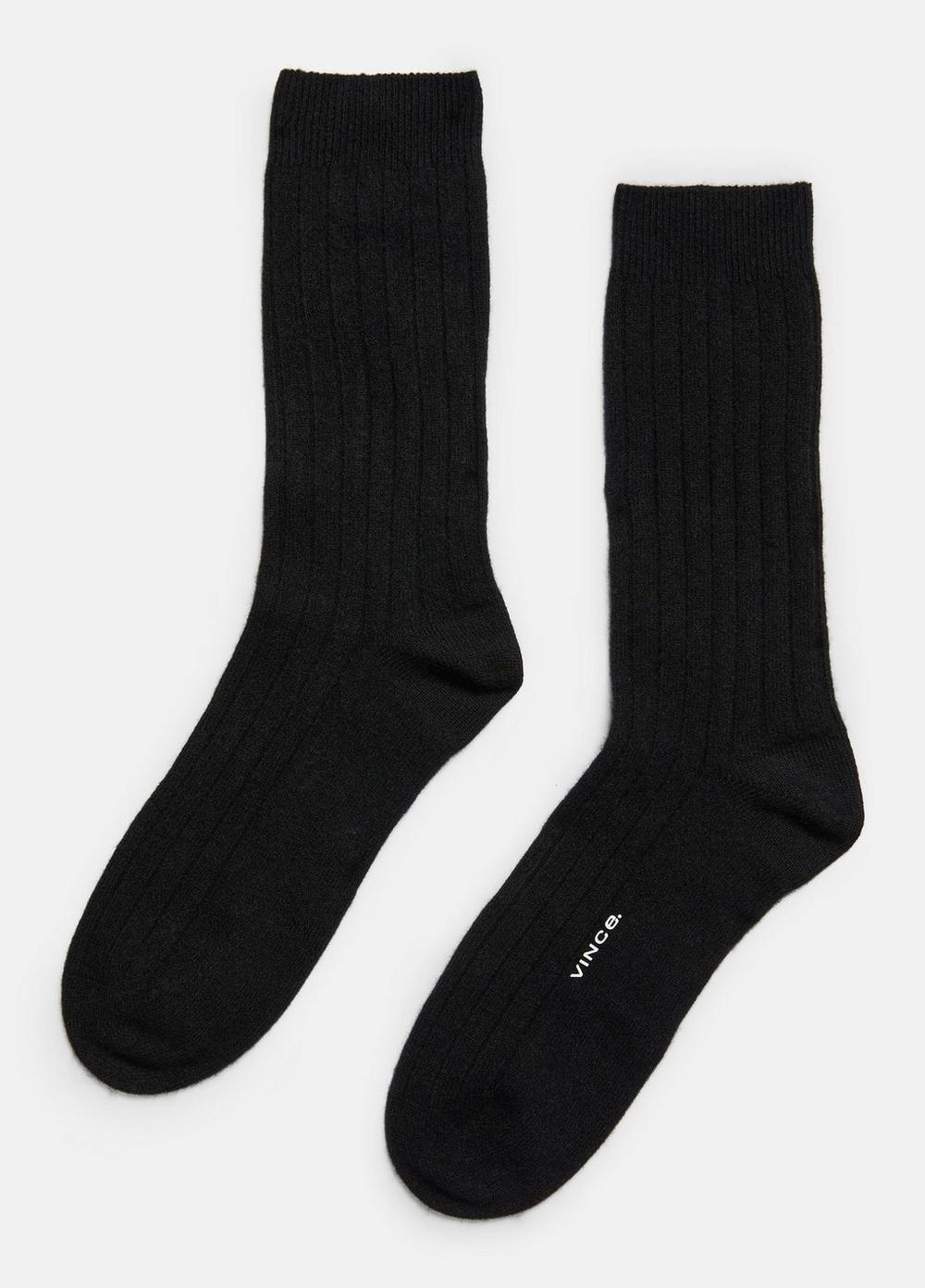 Cashmere Rib Sock, Black, Size L/XL Vince