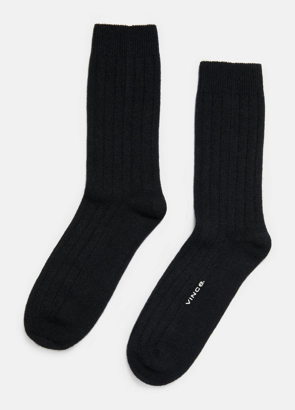 Cashmere Rib Sock, Black, Size M/L Vince