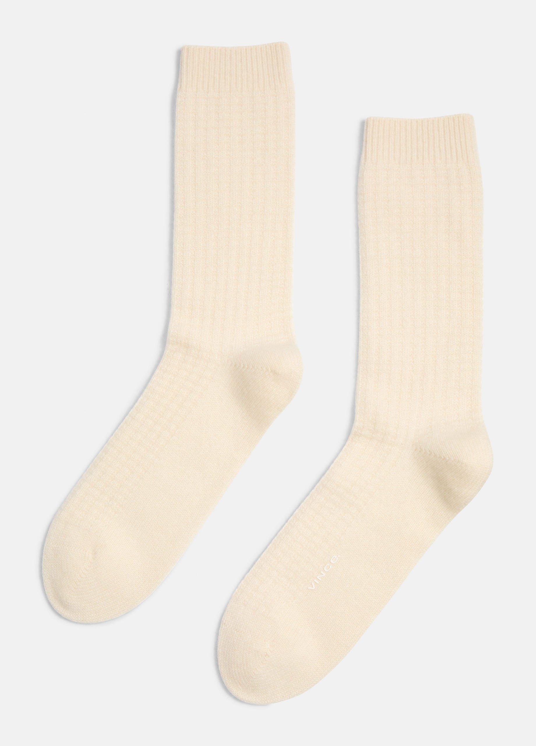 Men's Men's Cashmere Thermal Sock, Classic Cream, Size L/XL Vince