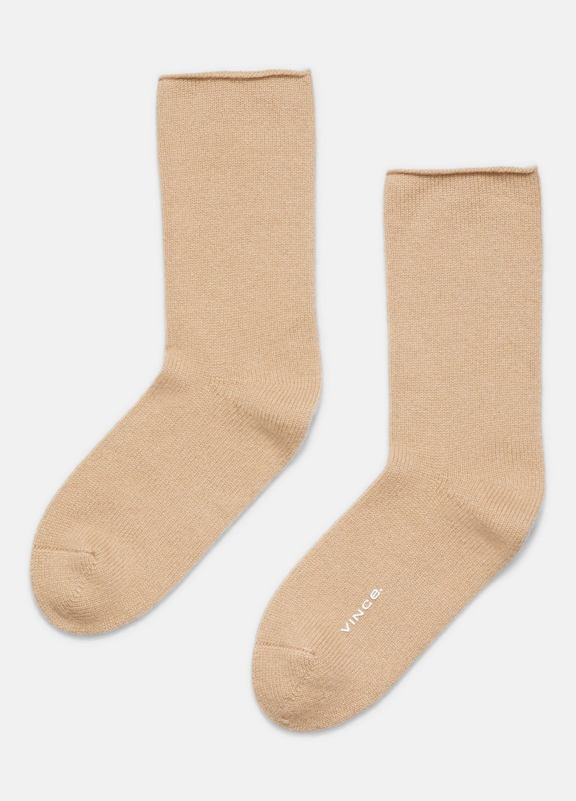 Cashmere Jersey Short Sock, Beige, Size M/L Vince
