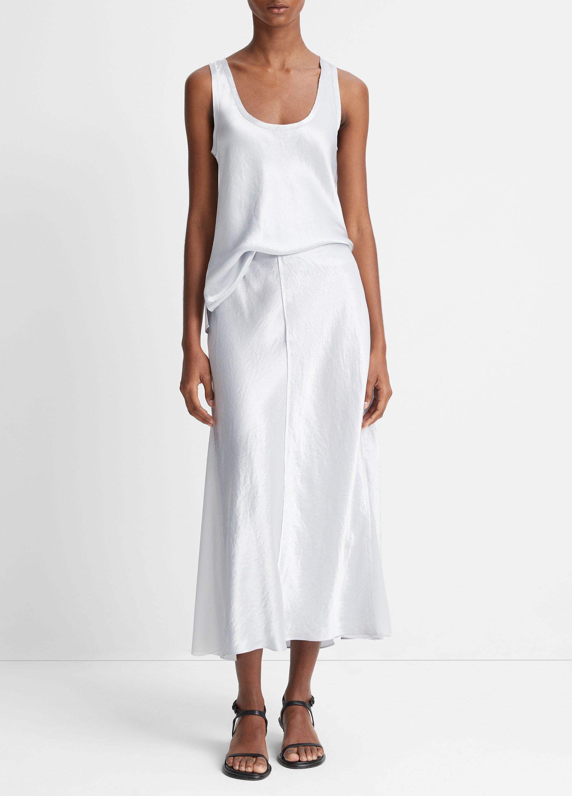 빈스 Vince Sheer-Paneled Slip Skirt,SILVERSTONE