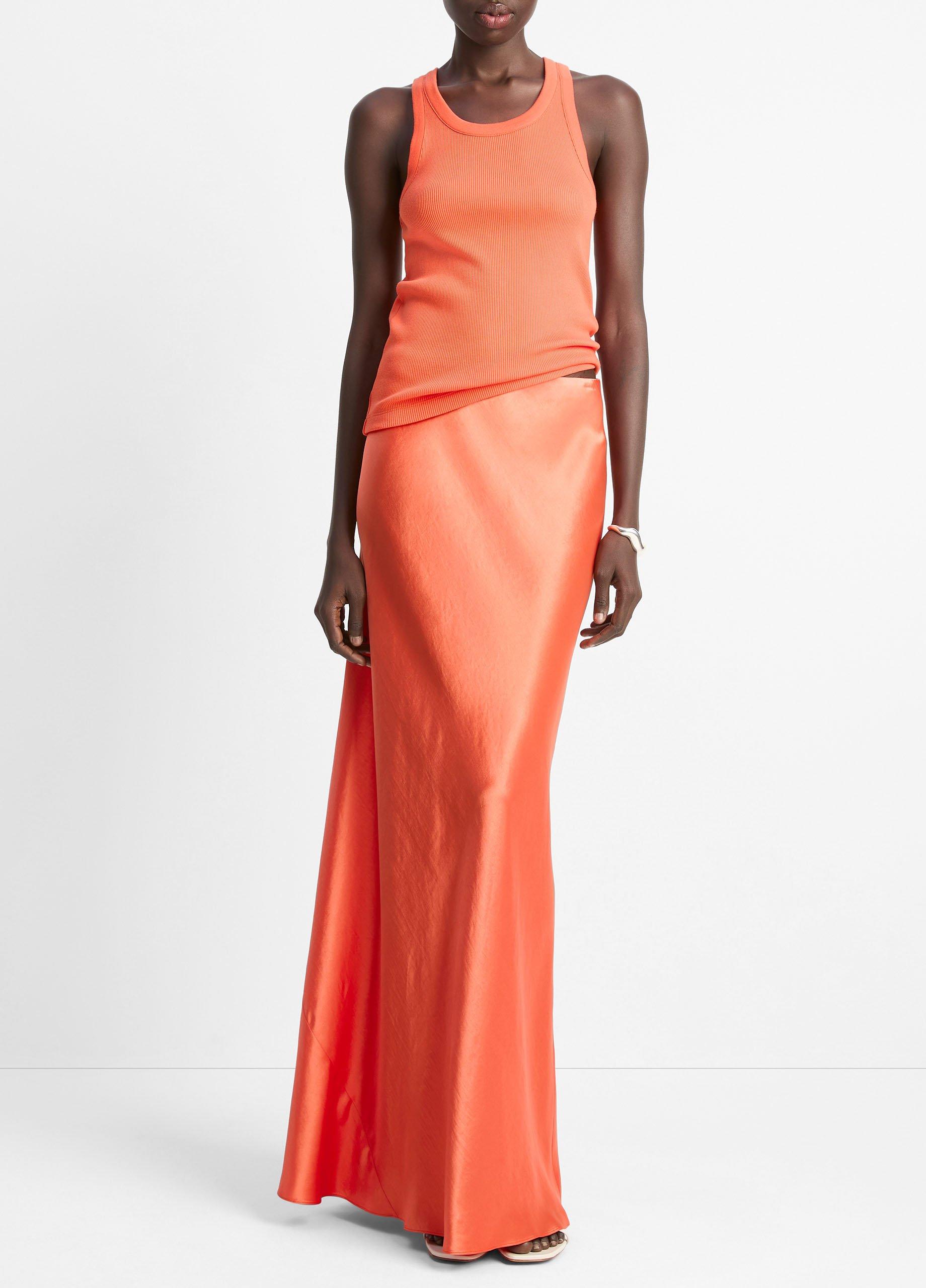 Women's Satin Maxi Skirt, Burnt Orchid, Size S Vince