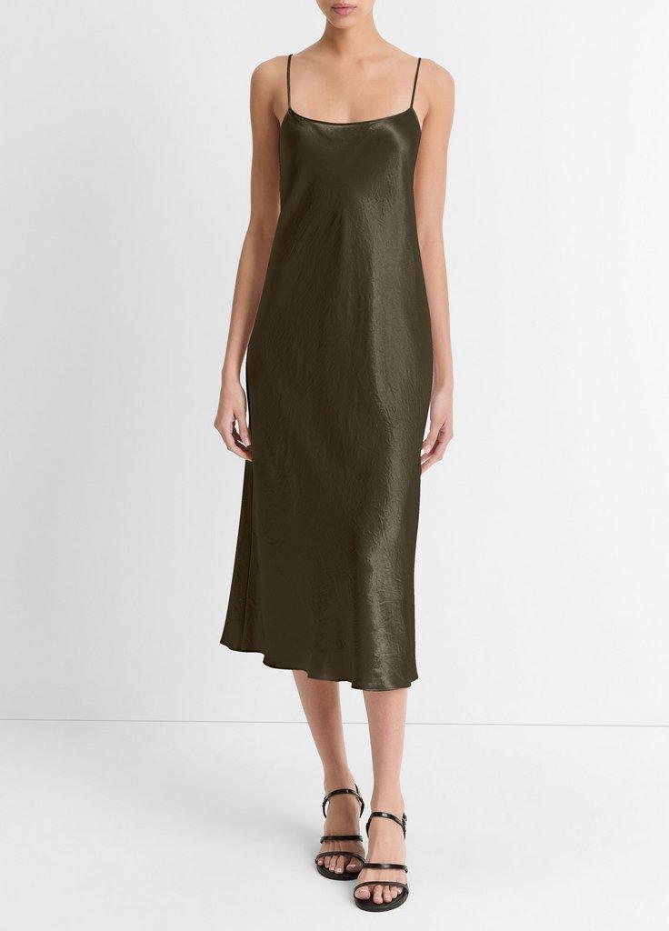 olive green slip dress I Have This Sustainable in 2 Styles The Glow Girl by Melissa Meyers Featuring a flowing silhouette with a layered neckline Olive Green Silk Slip Dress