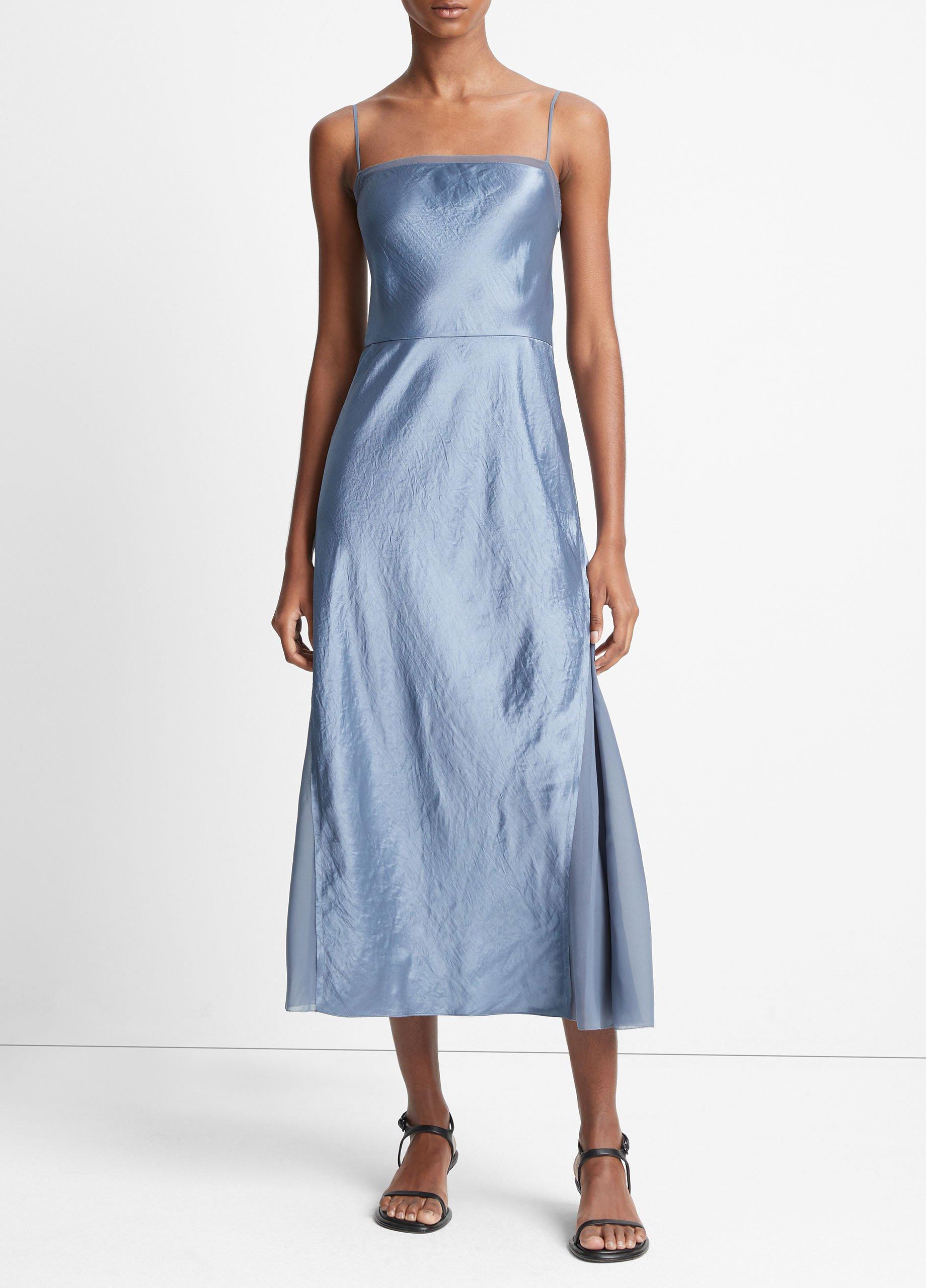 Sheer-Paneled Slip Dress in Dresses & Skirts | Vince