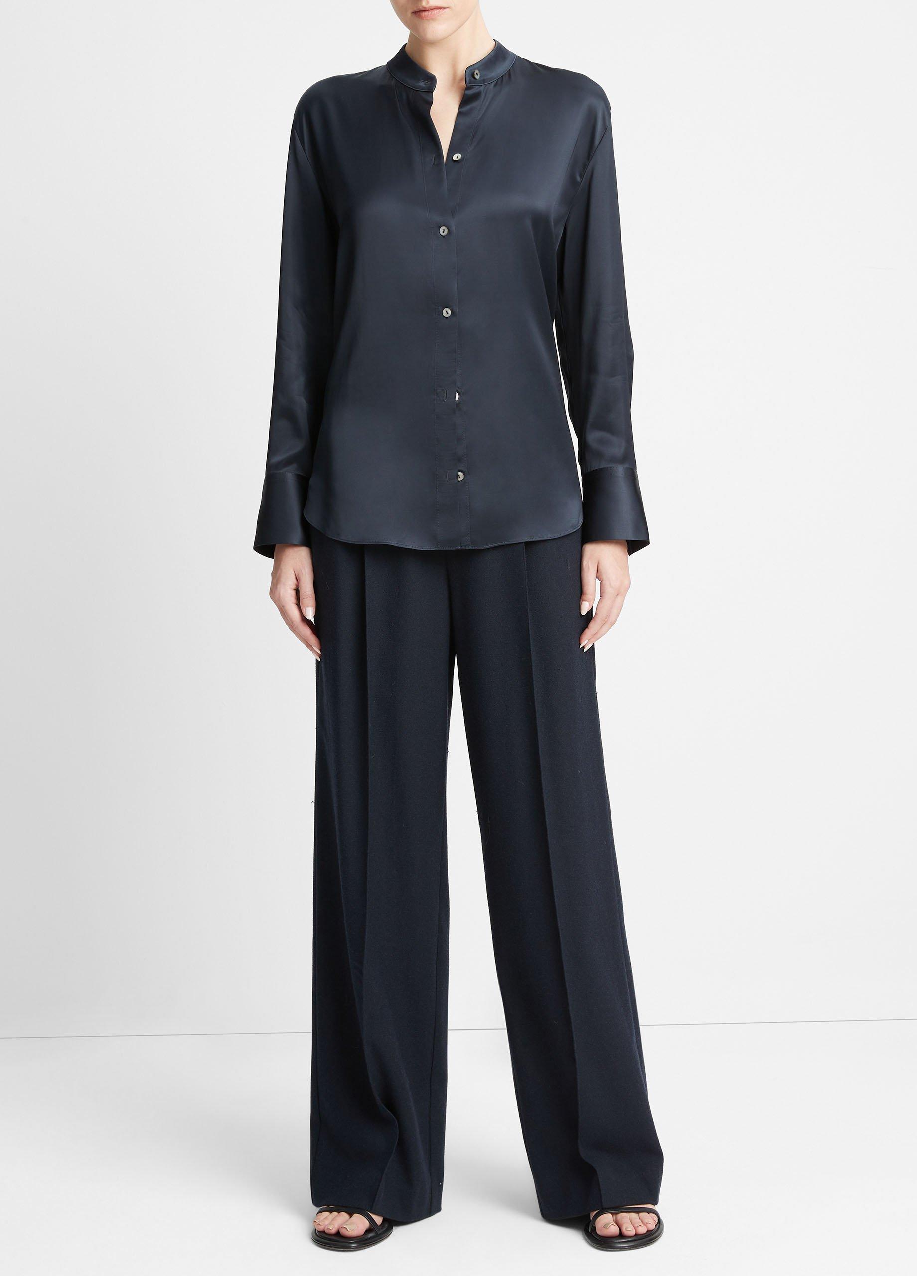 Band-Collar Button-Front Shirt image number 0