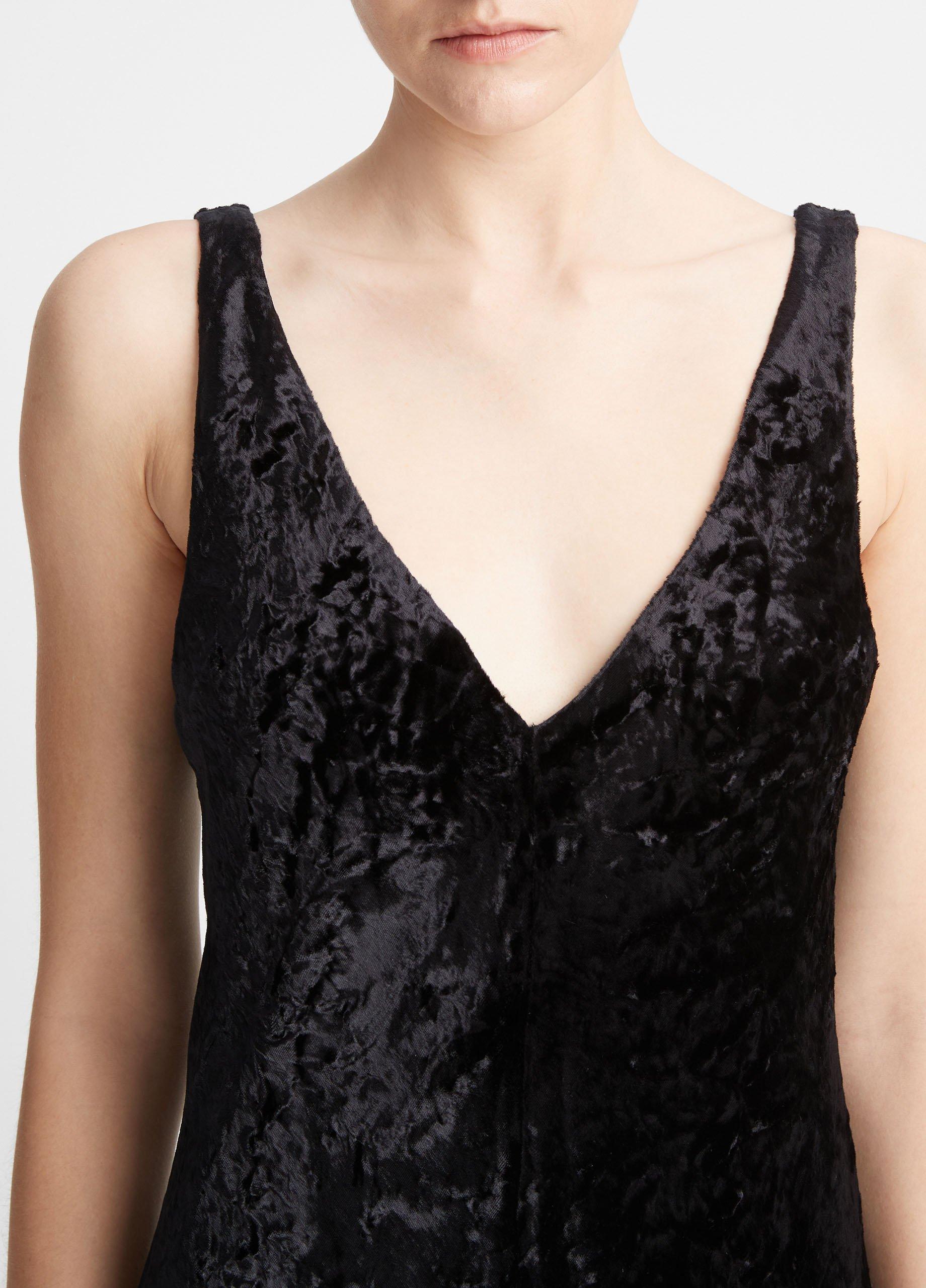 Contrast Lace Trim Velvet Slip Dress