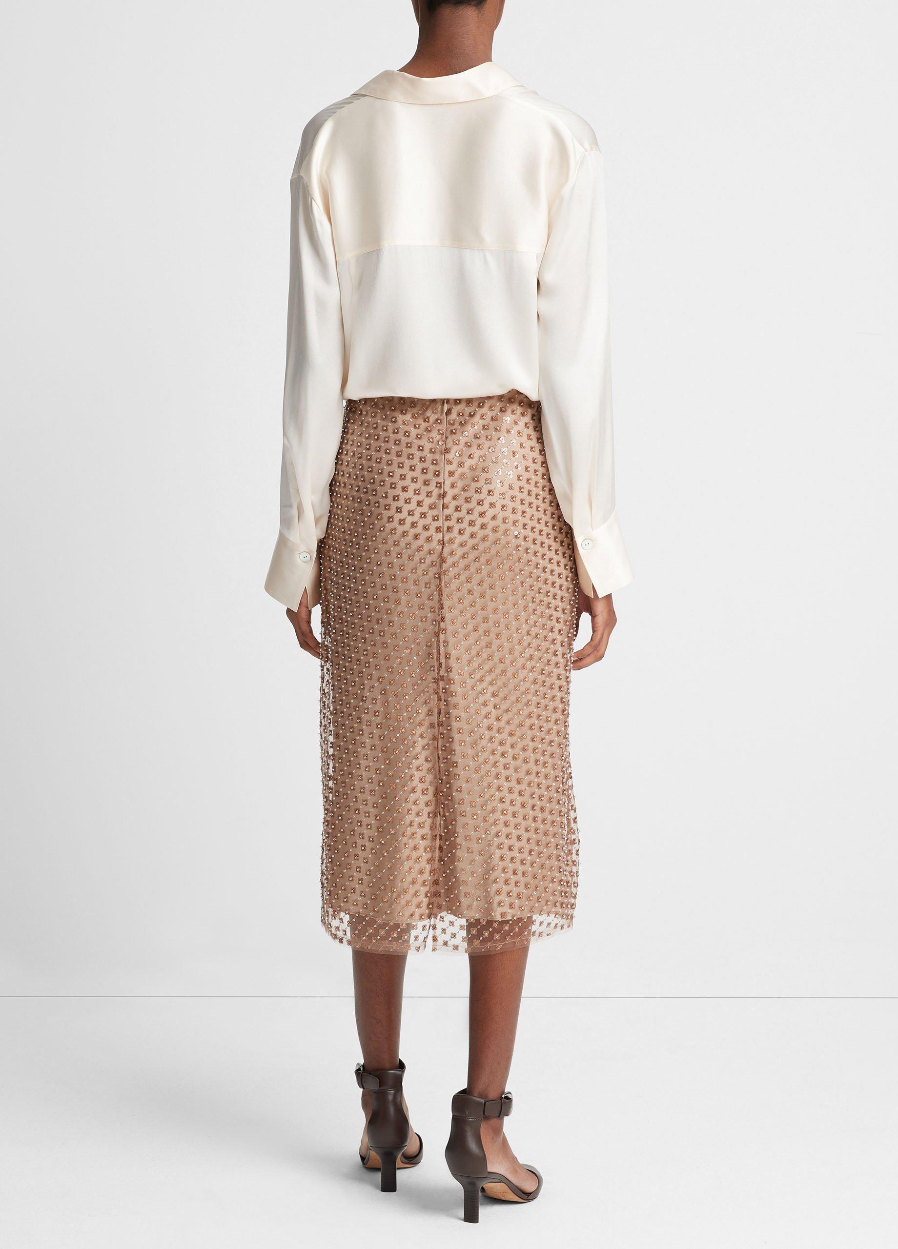 Beaded Sequin Straight Skirt in Skirts Vince