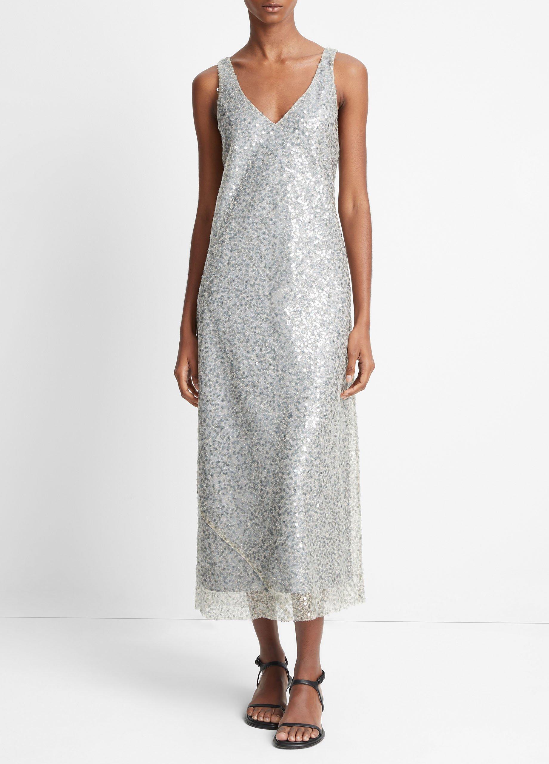 White metallic outlet dress