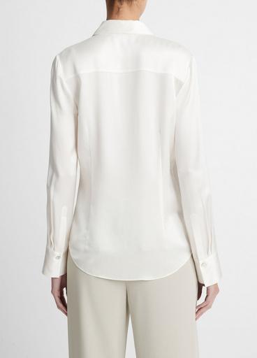 Silk Chest-Pocket Long-Sleeve Blouse image number 3
