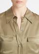 Silk Chest-Pocket Long-Sleeve Blouse image number 1