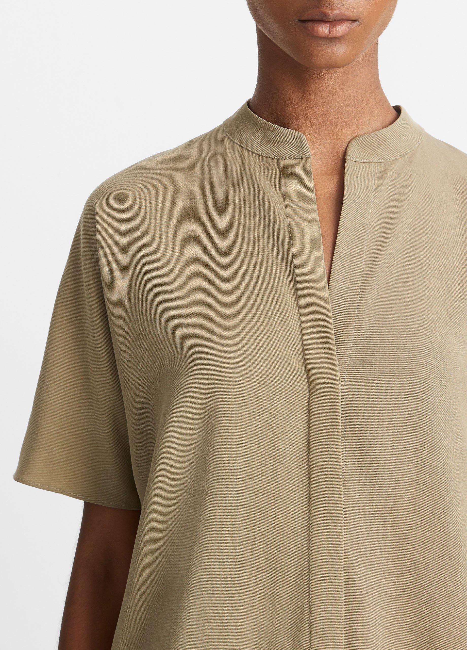 Band-Collar Dolman-Sleeve Shirt in Short Sleeve | Vince