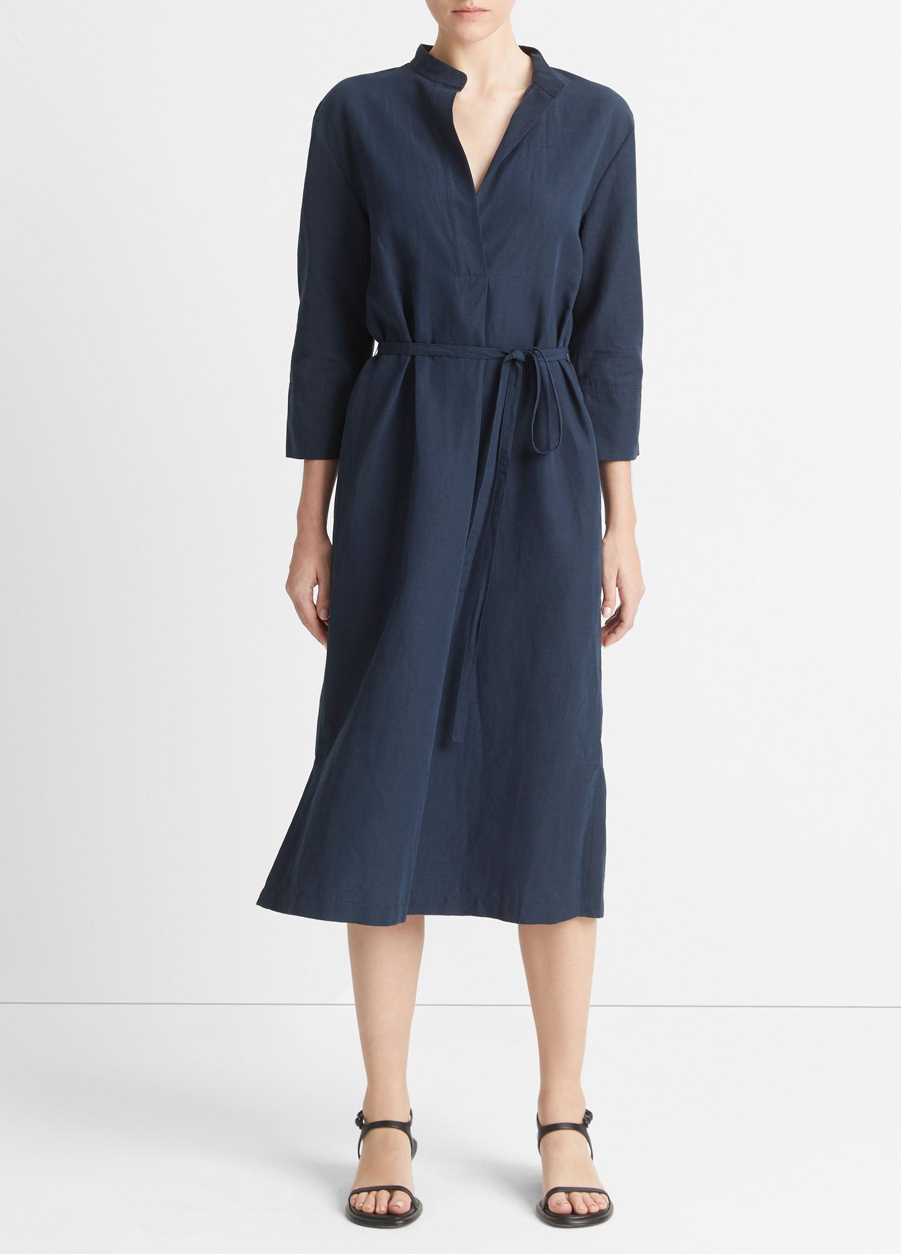 빈스 Vince Band-Collar Pullover Dress,COASTAL BLUE