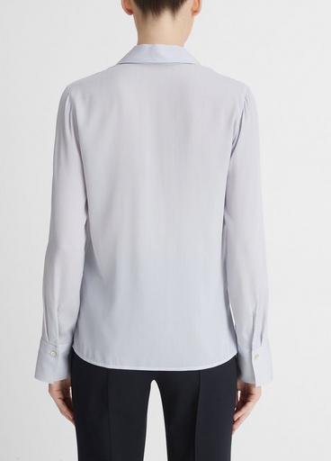 Micro-Stripe Stretch-Silk Pullover Blouse image number 3