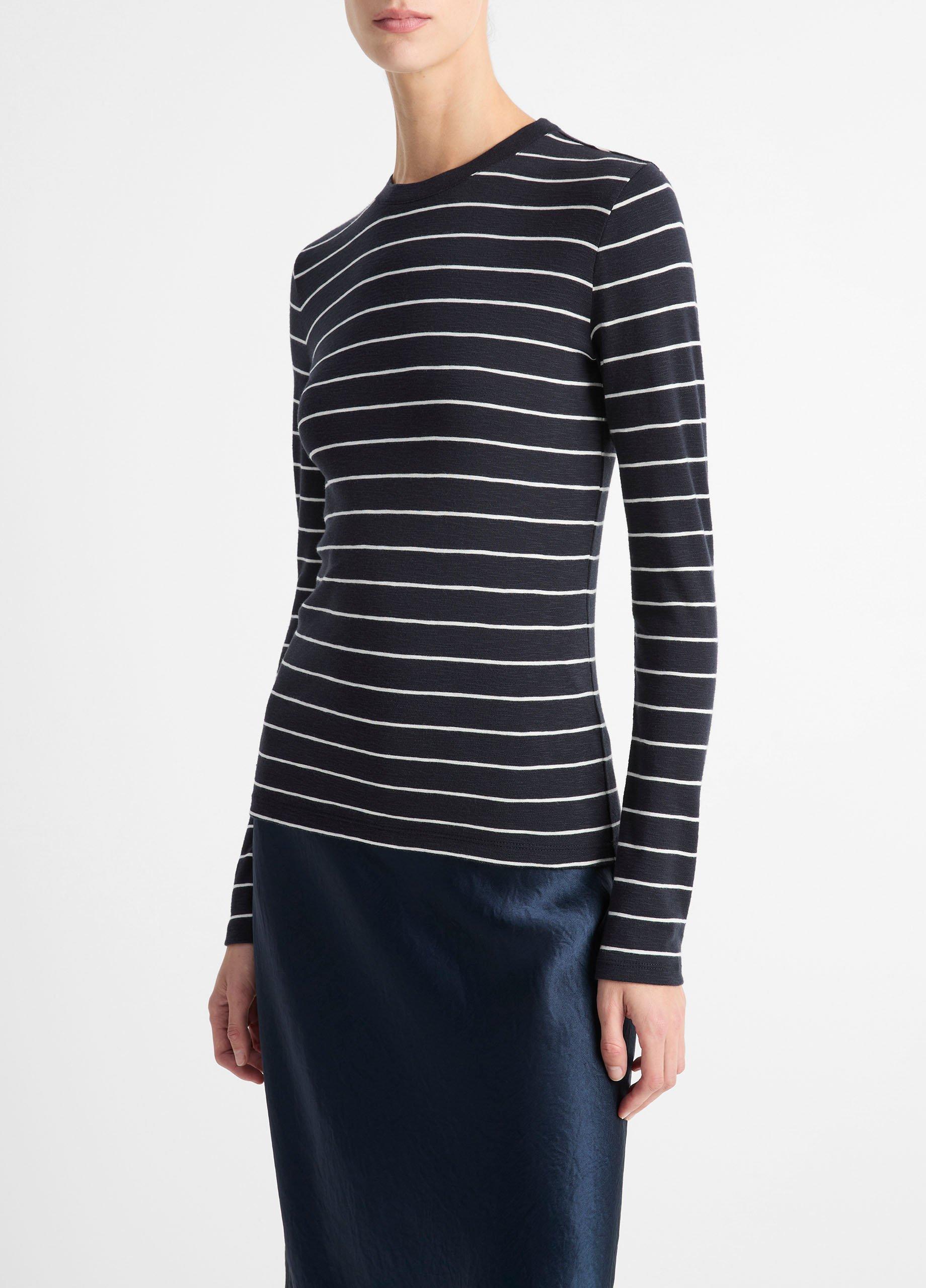 Striped Cotton-Blend Long-Sleeve T-Shirt in Vince Products